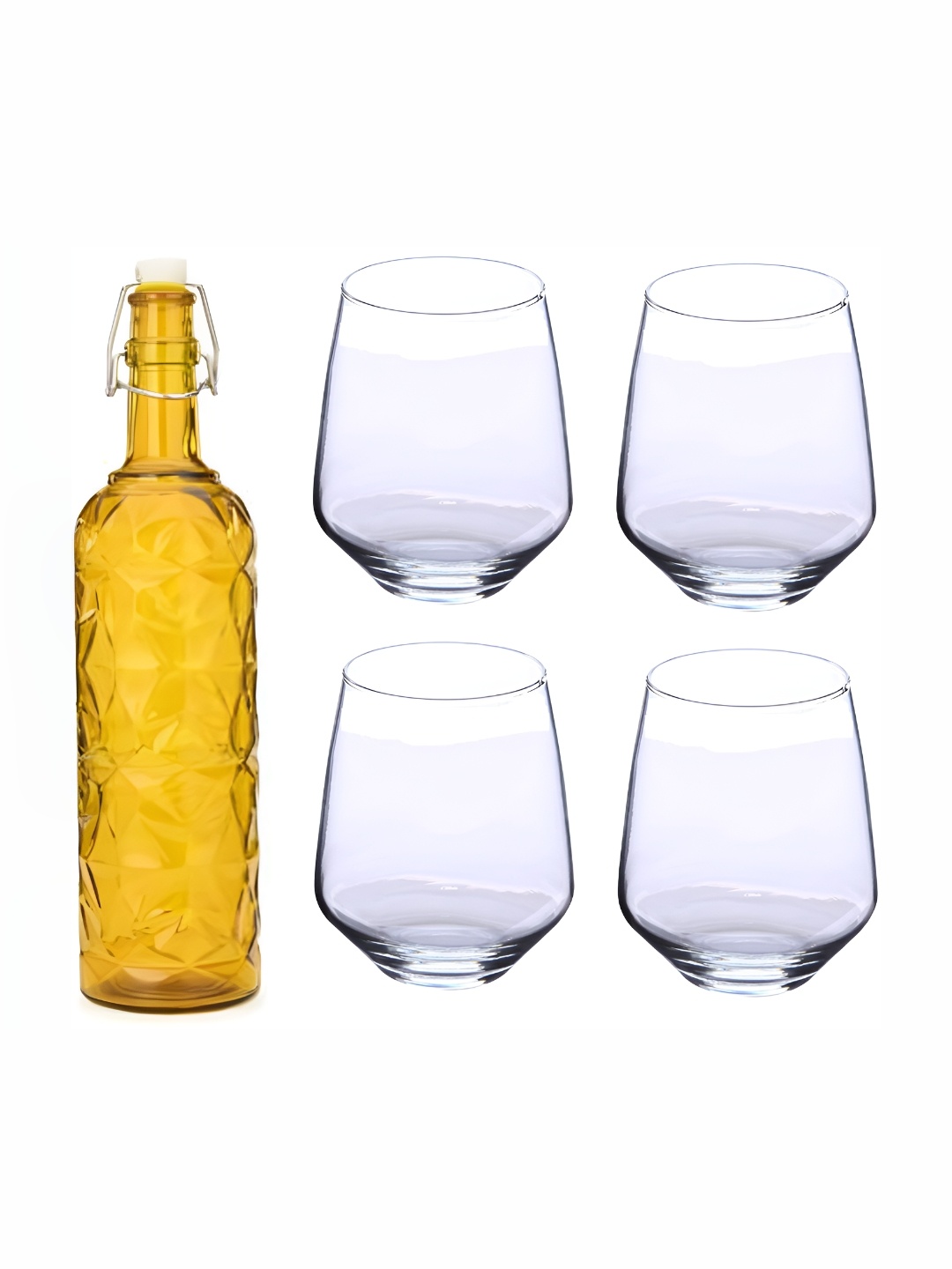 

Afast Yellow & Transparent 5 Pieces Whisky Glasses & Bottle