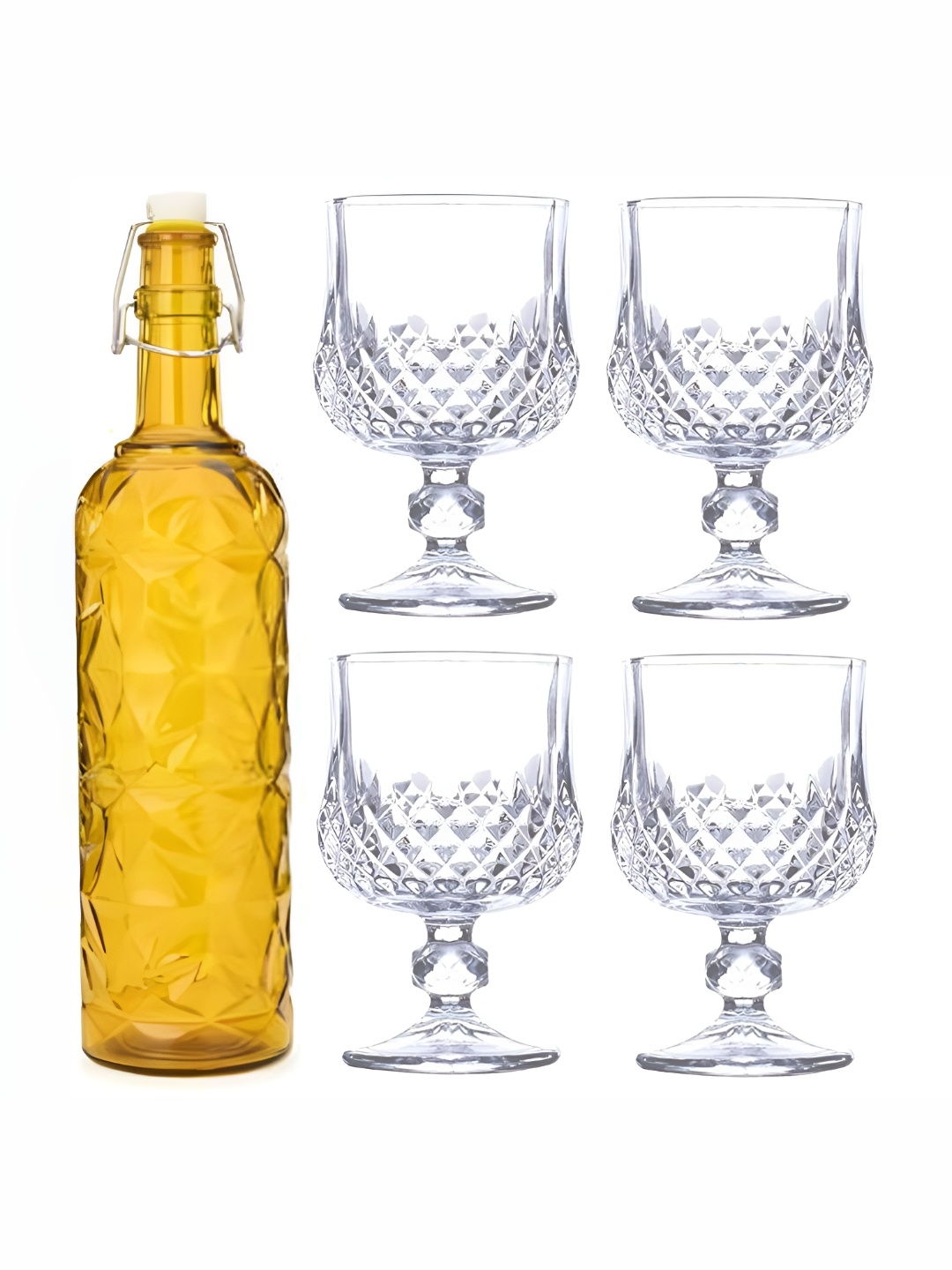 

Afast Yellow & Transparent 5 Pieces Glasses With Water Bottle Set