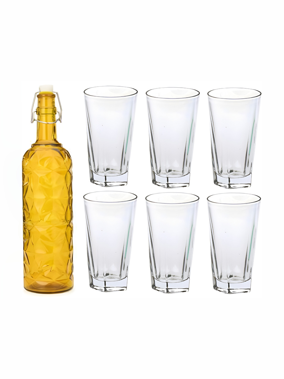 

Afast Yellow & Transparent 7 Pieces Glasses With Water Bottle Set