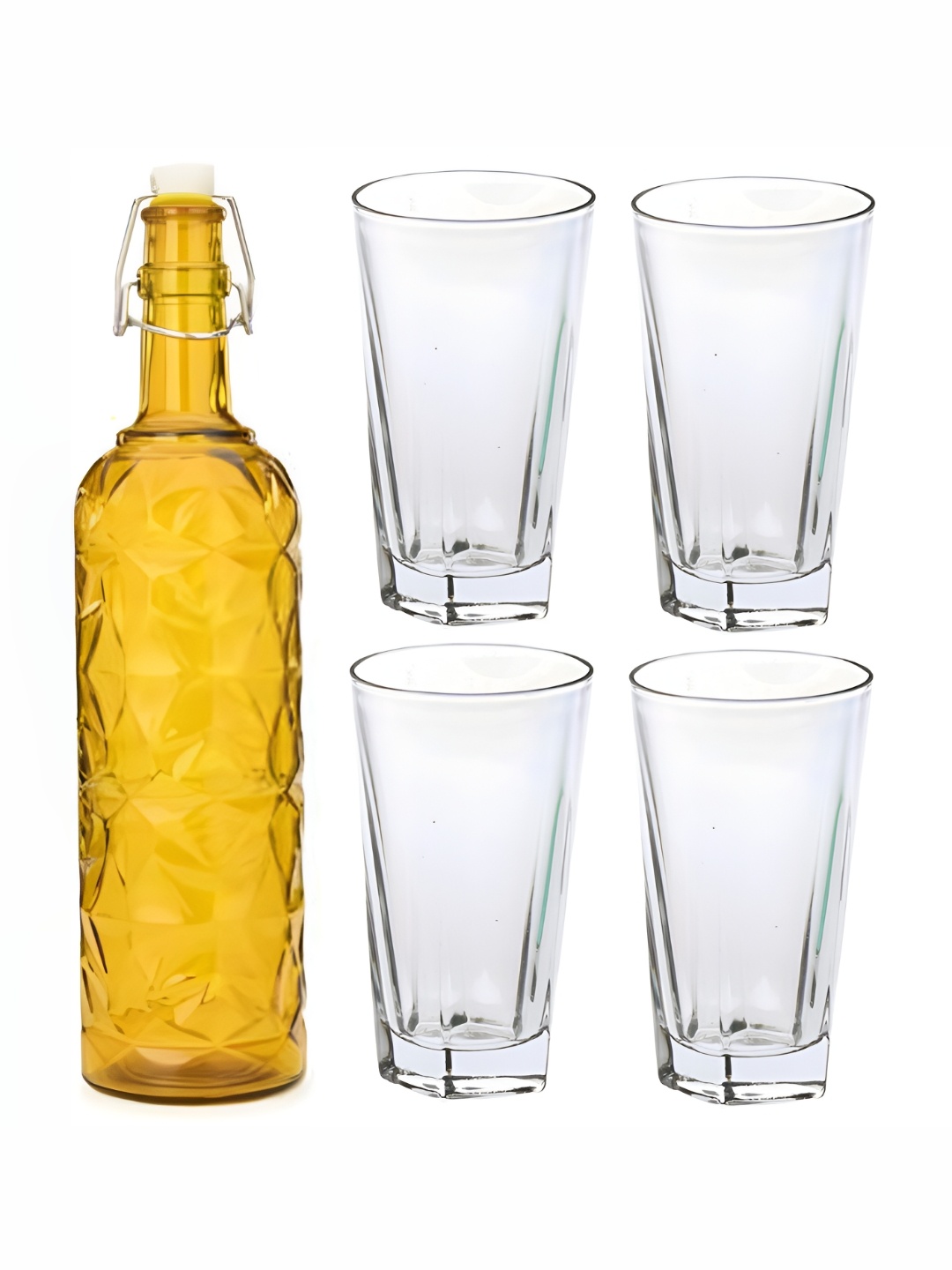 

Afast Yellow & Transparent 5 Pieces Water Or Juice Glasses With Bottle