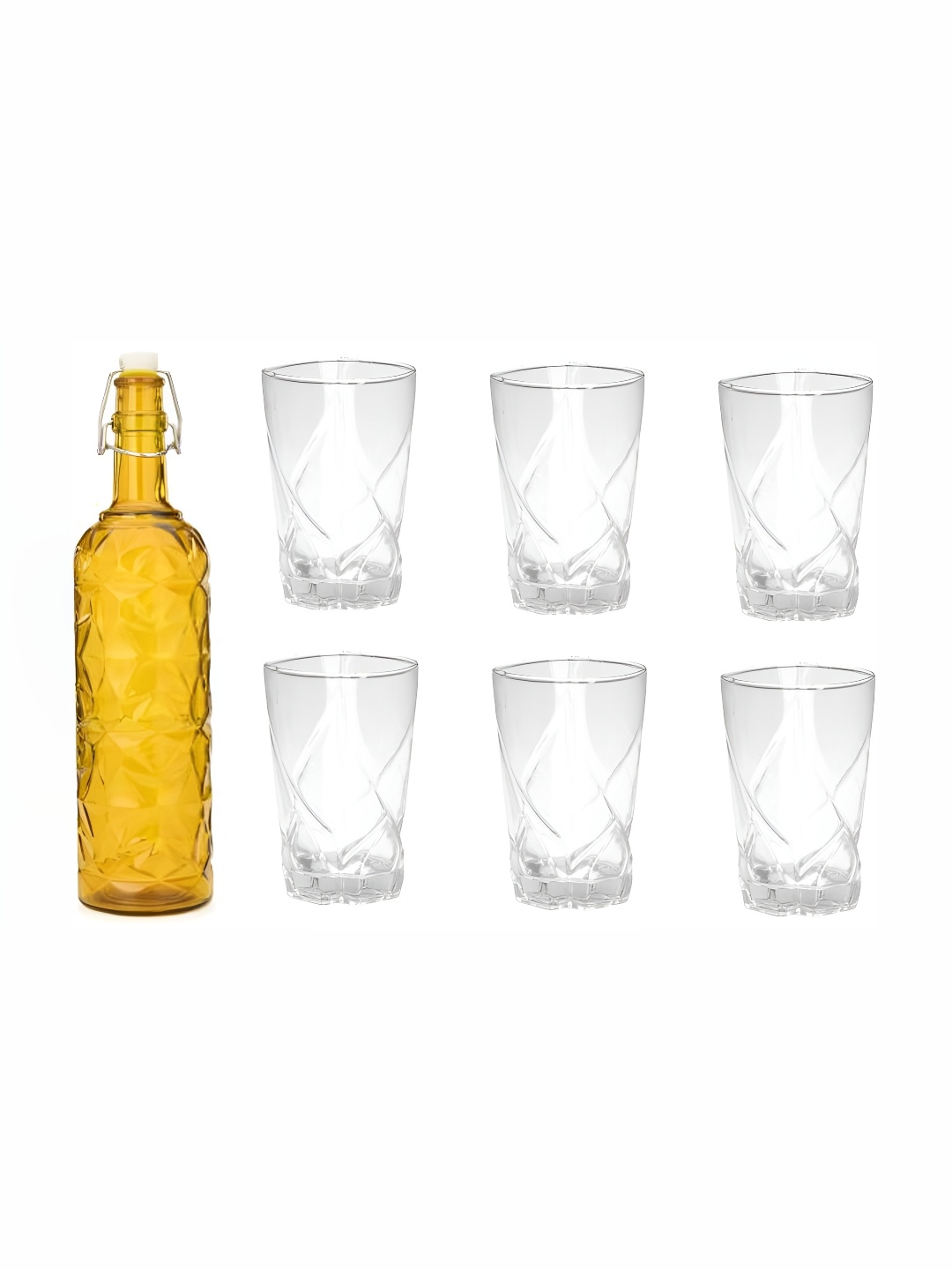 

Afast Yellow & Transparent 7 Pieces Glasses With Water Bottle Set