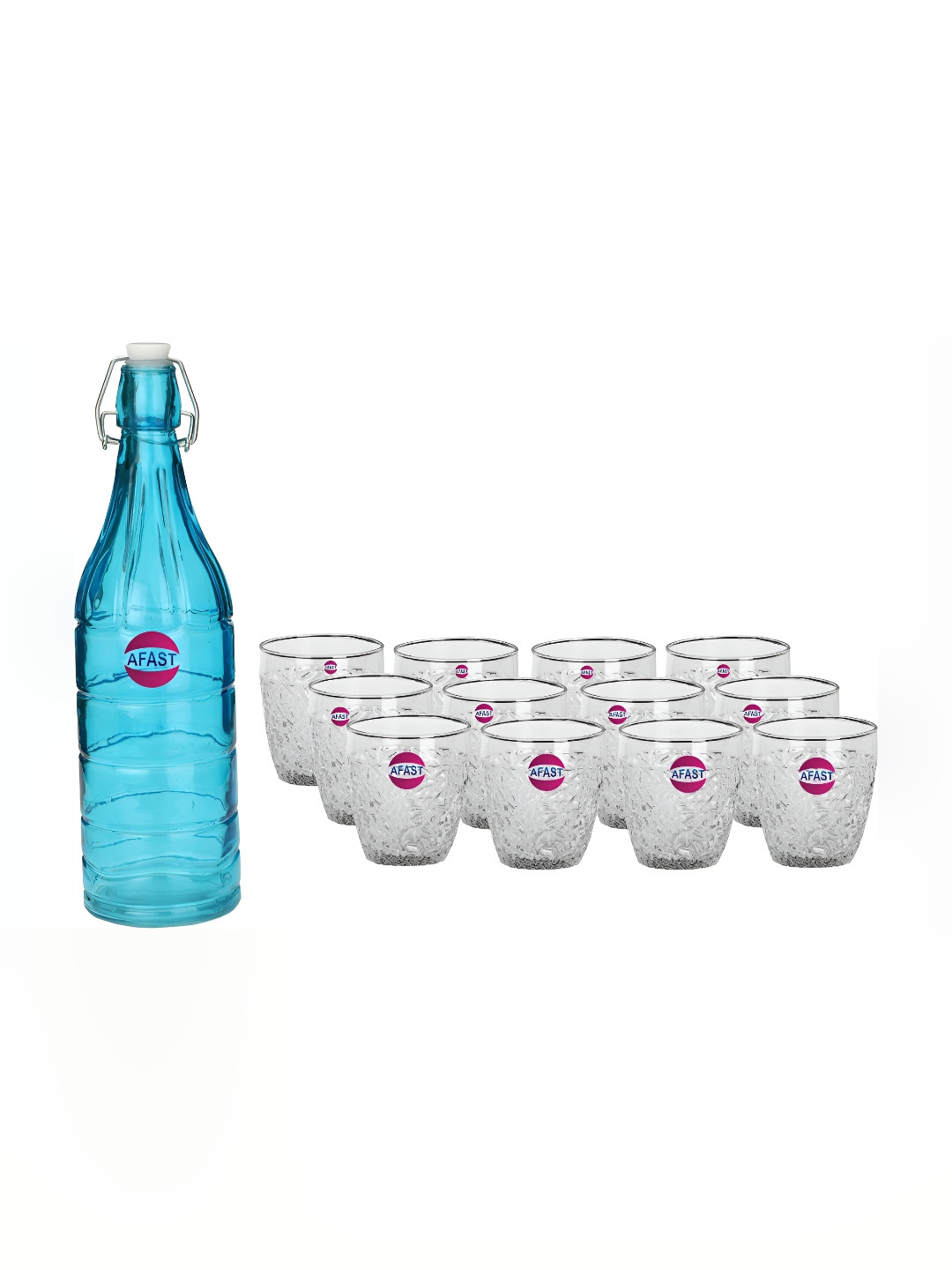 

Afast Blue & Transparent 13 Pcs Glasses With Water Bottle