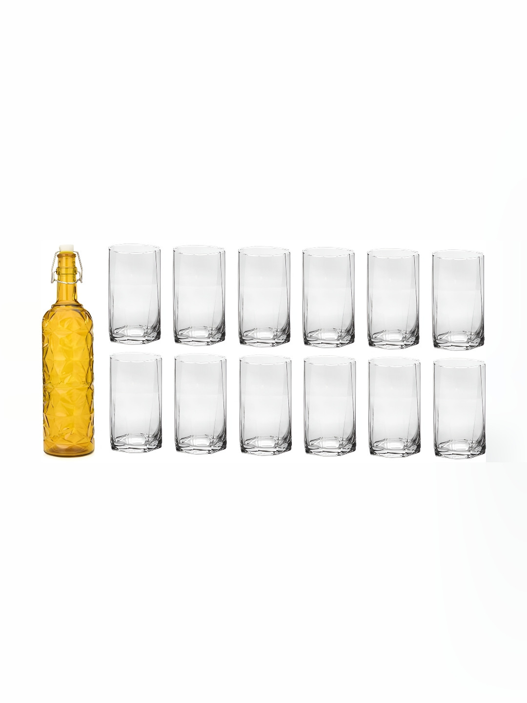 

Afast Yellow & Transparent 13 Pieces Water Or Juice Glasses & Bottle