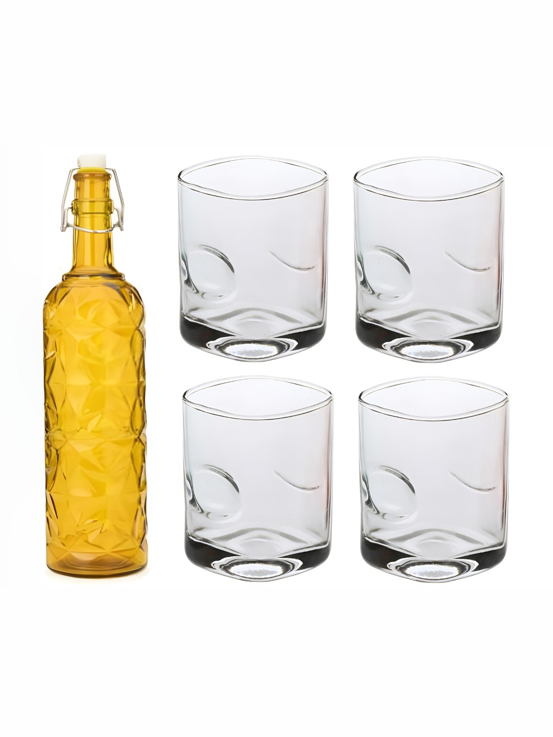 

Afast Yellow & Transparent 5 Pieces Glasses With Water Bottle Set