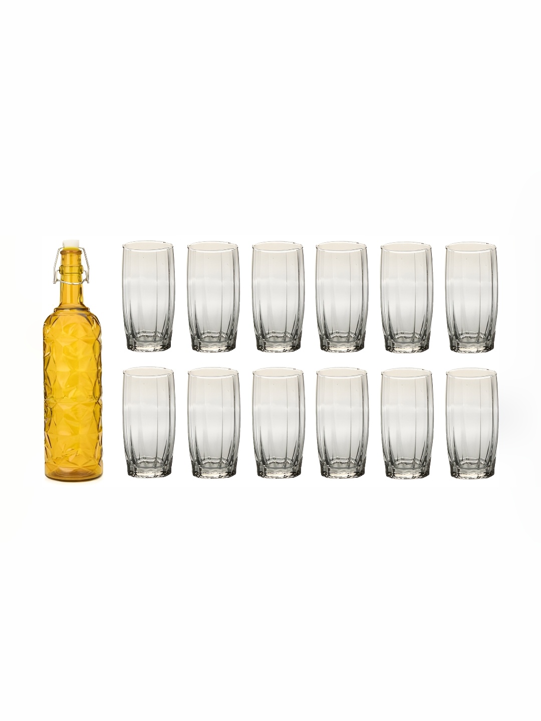 

Afast Yellow & Transparent 13 Pieces Water Or Juice Glasses & Bottle