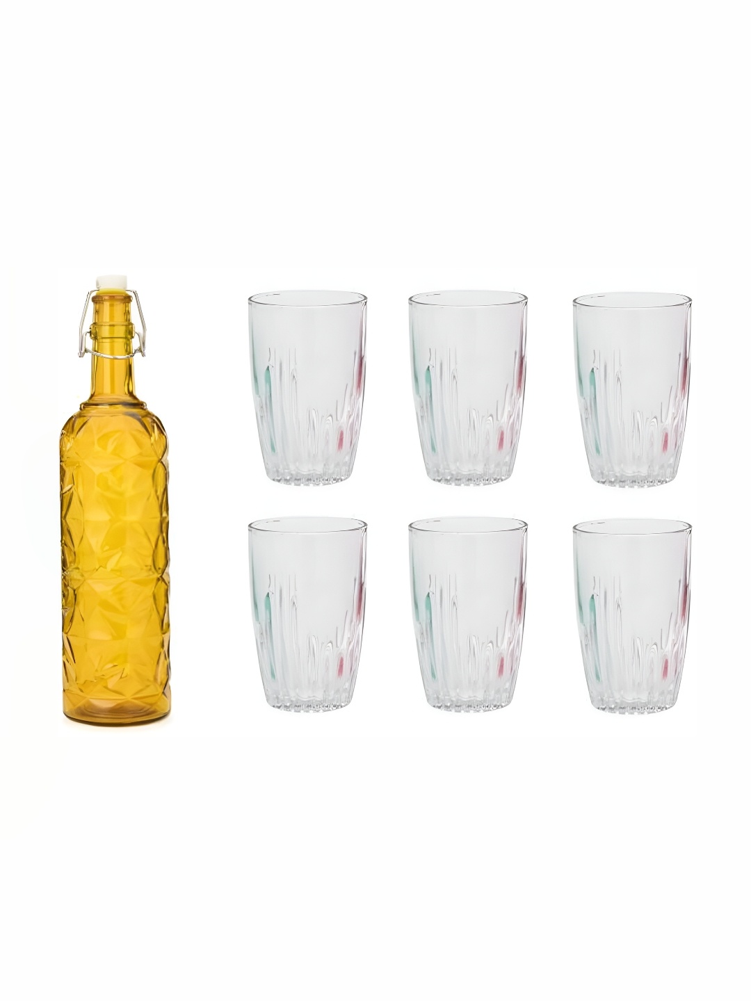 

Afast Yellow & Transparent 7 Pieces Glasses With Water Bottle Set