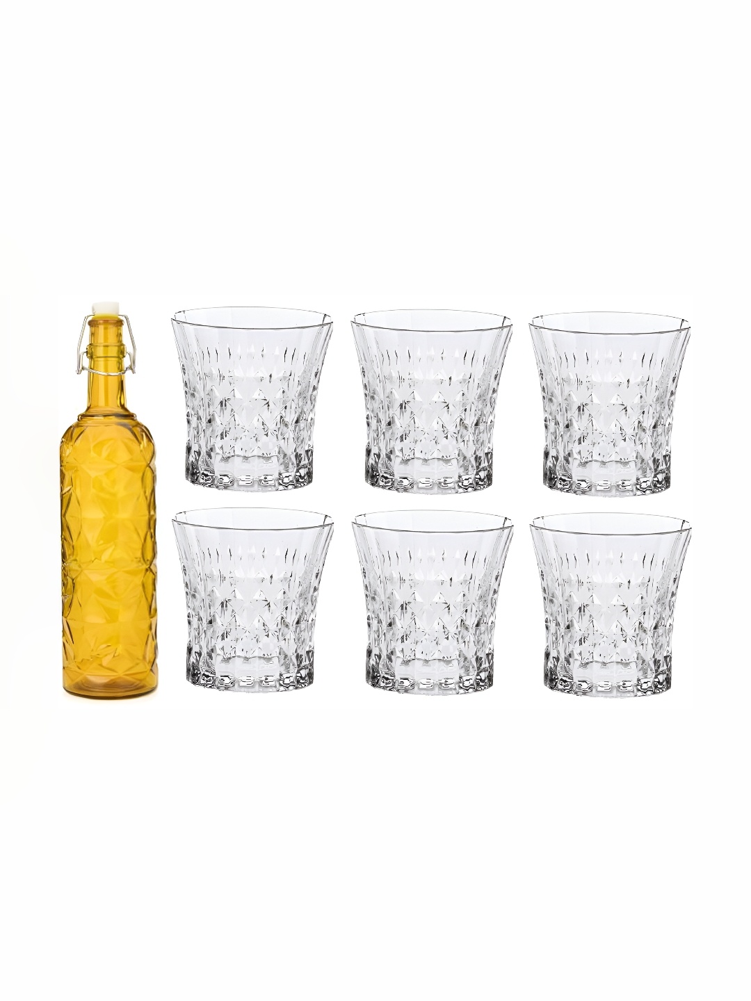 

Afast Yellow & Transparent 7 Pieces Glasses With Water Bottle Set