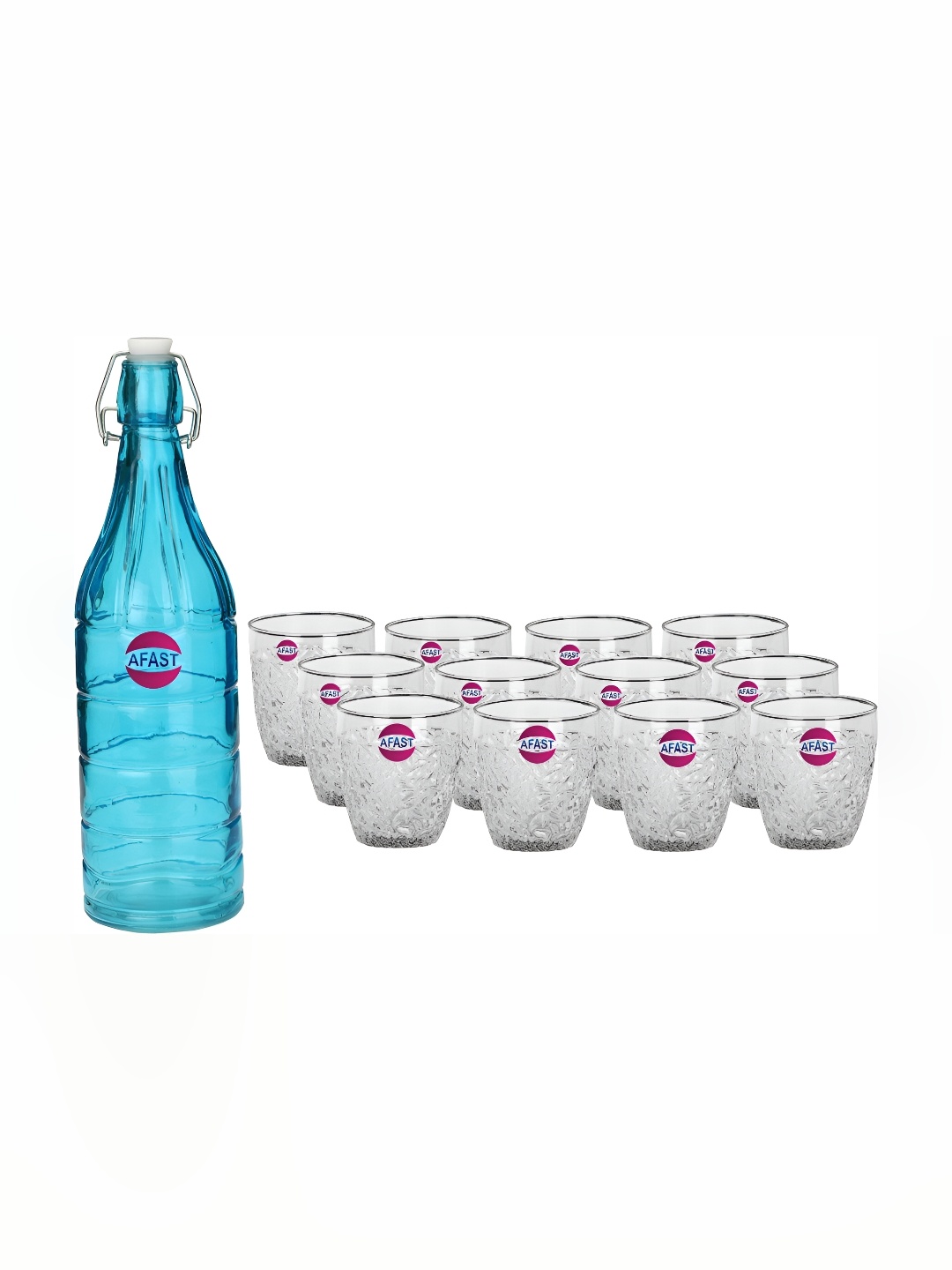 

Afast 13 Pieces Blue & Transparent Glasses With Water Bottle