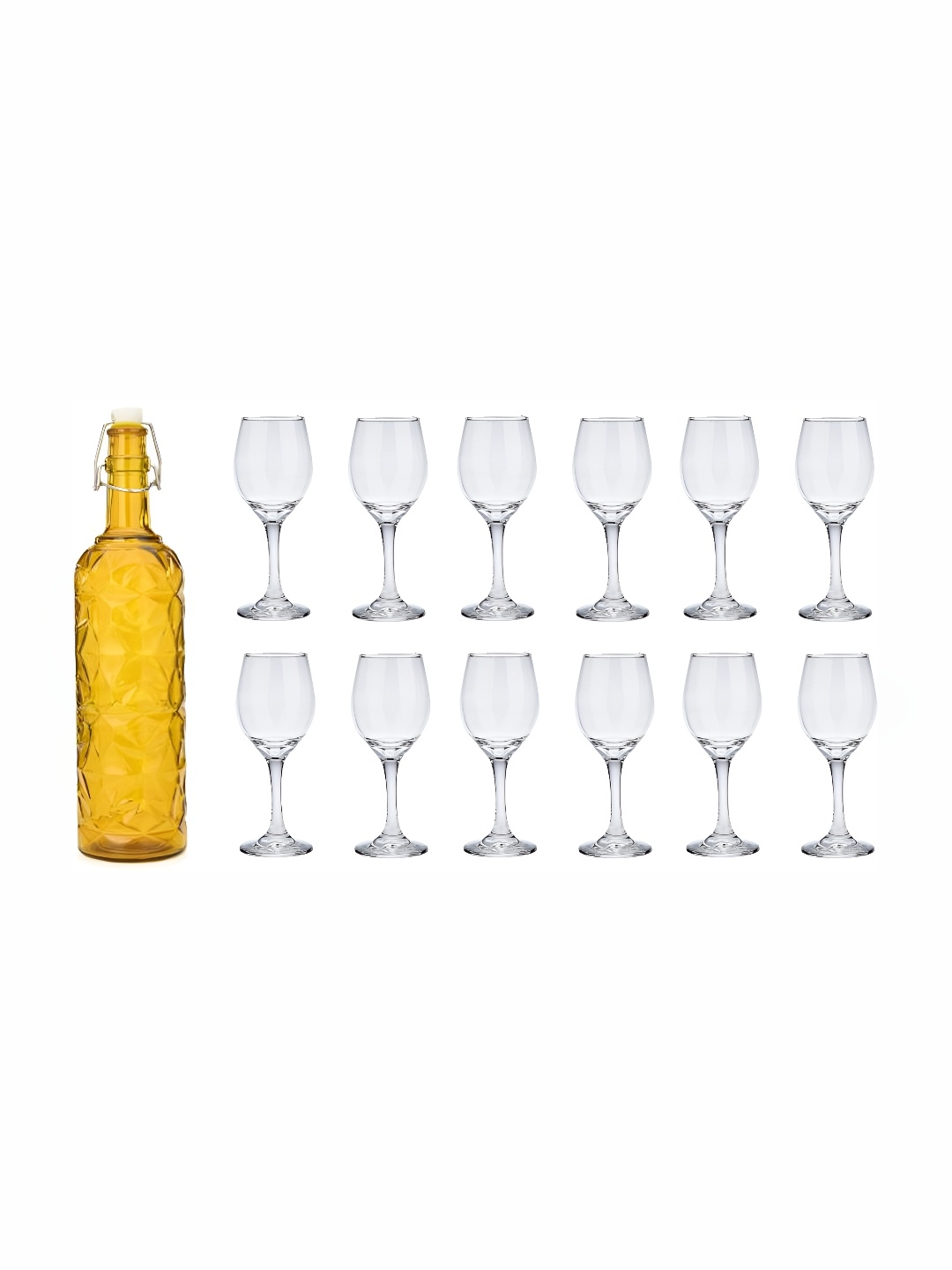 

Afast Yellow & Transparent 13 Pieces Glasses With Water Bottle Set