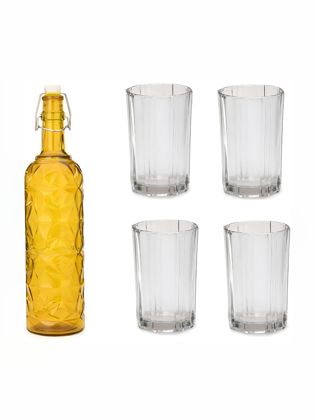 

Afast Yellow & Transparent 5 Pieces Glasses With Water Bottle Set