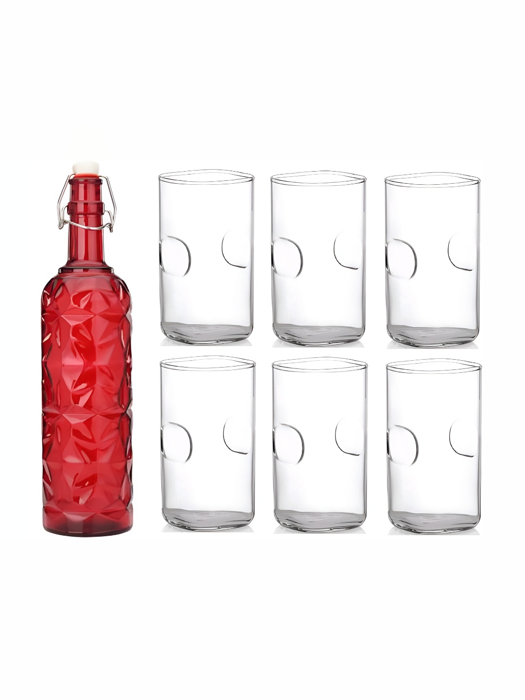 

Afast Red & Transparent 7 Pieces Water Bottle & Glass Set