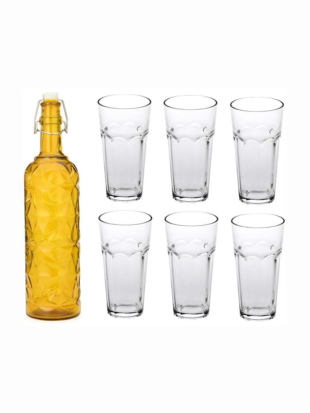 

Afast Yellow & Transparent 7 Pieces Glasses With Water Bottle Set