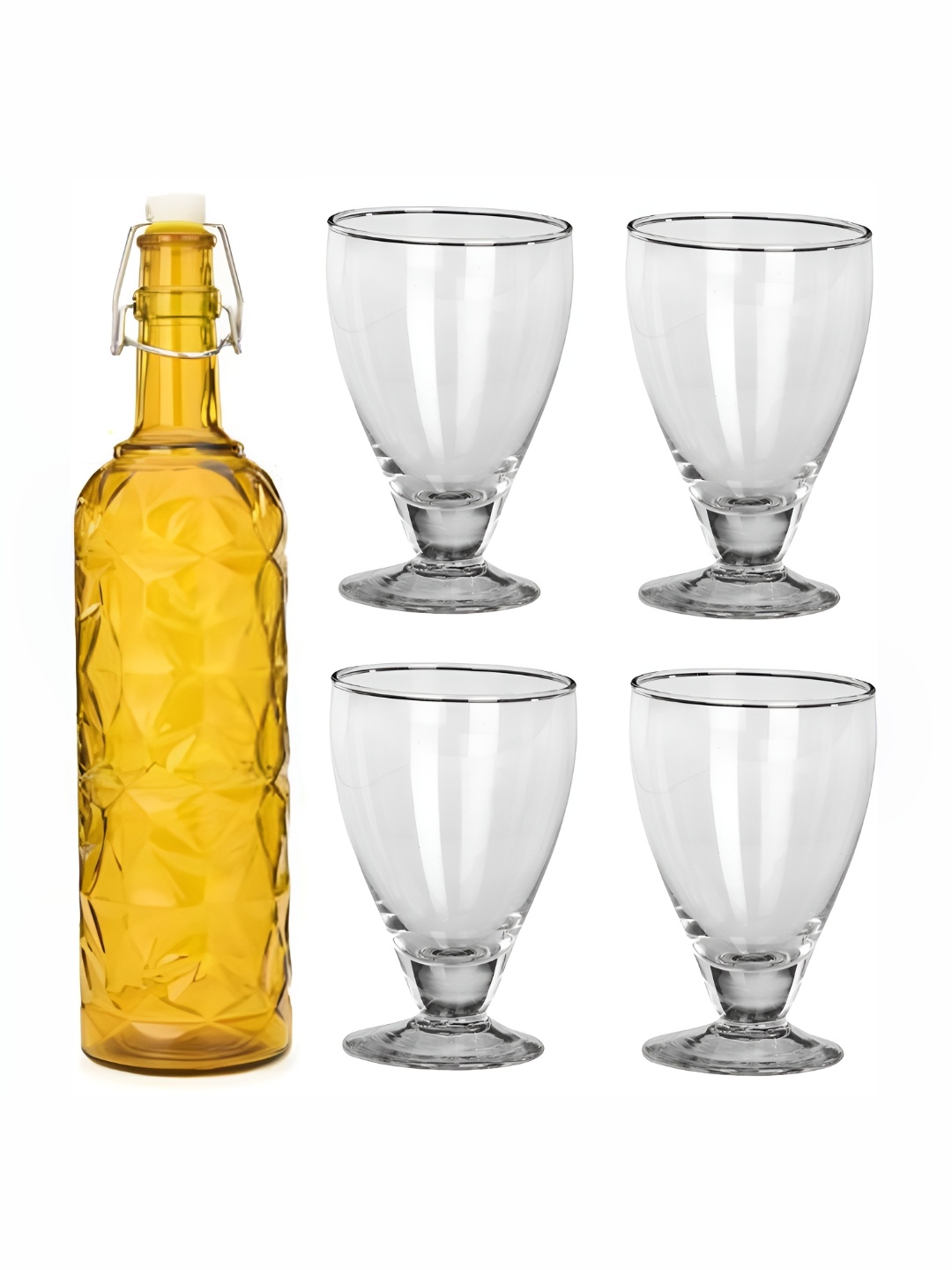 

Afast Yellow & Transparent 5-Pcs Glass Glasses With Water Bottle Set