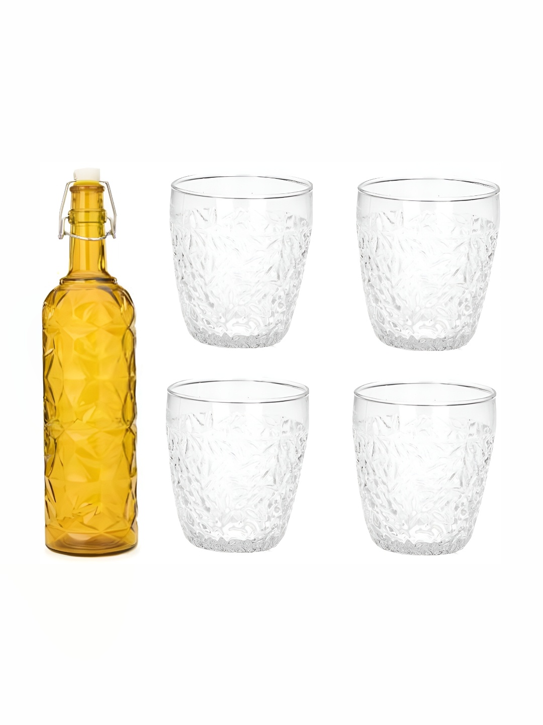 

Afast 5 Pieces Yellow & Transparent Glasses With Water Bottle Set