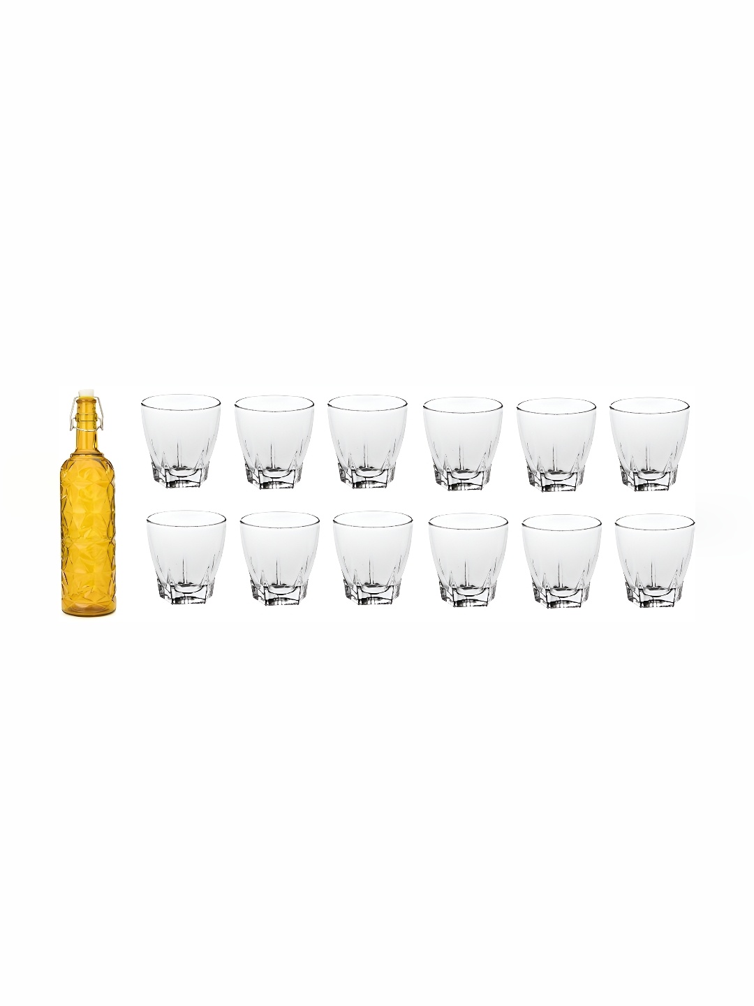 

Afast Yellow & Transparent 13 Pieces Glasses With 1 Water Bottle