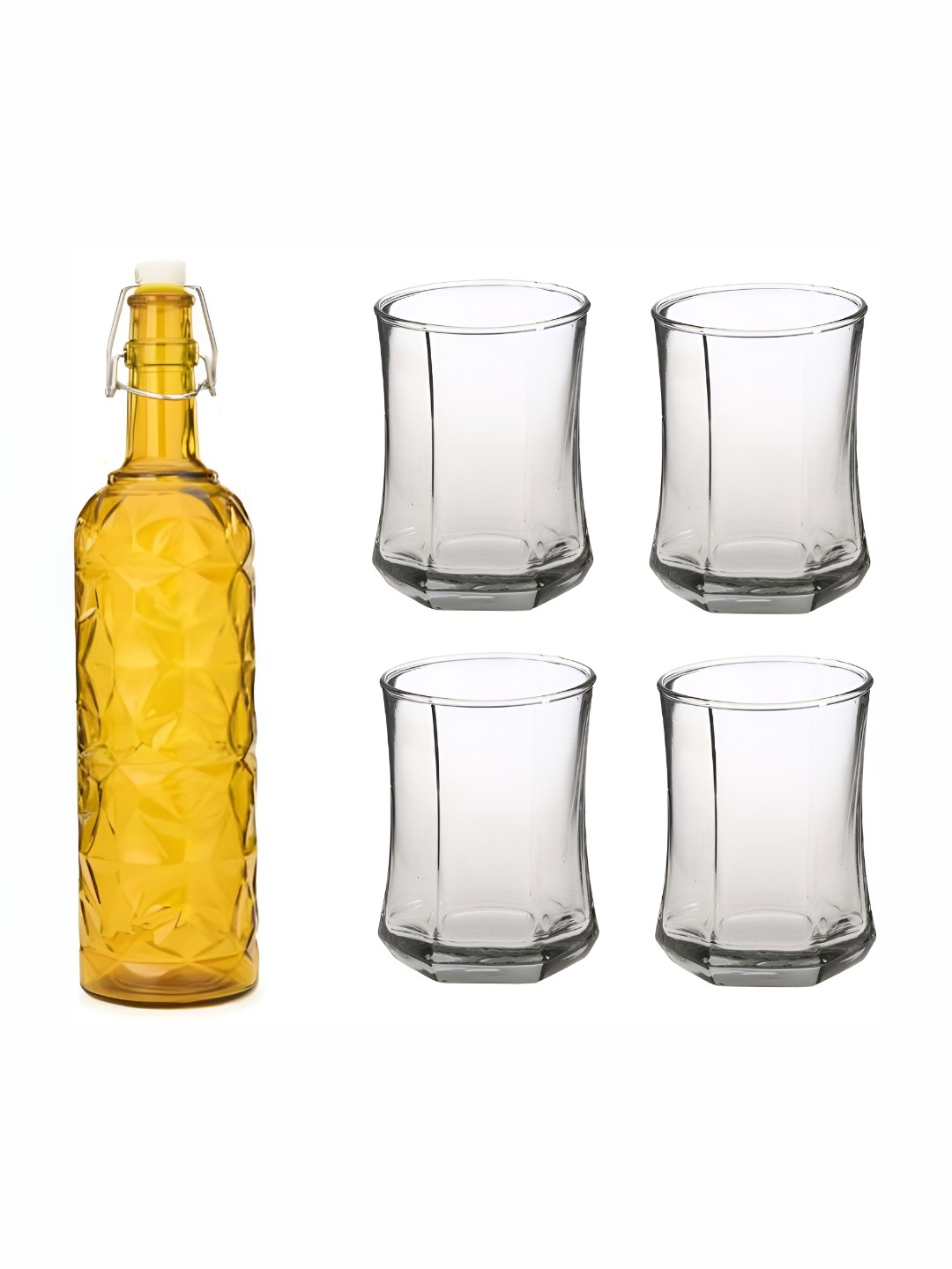 

Afast Yellow & Transparent 5 Pcs Glasses With Water Bottle Set