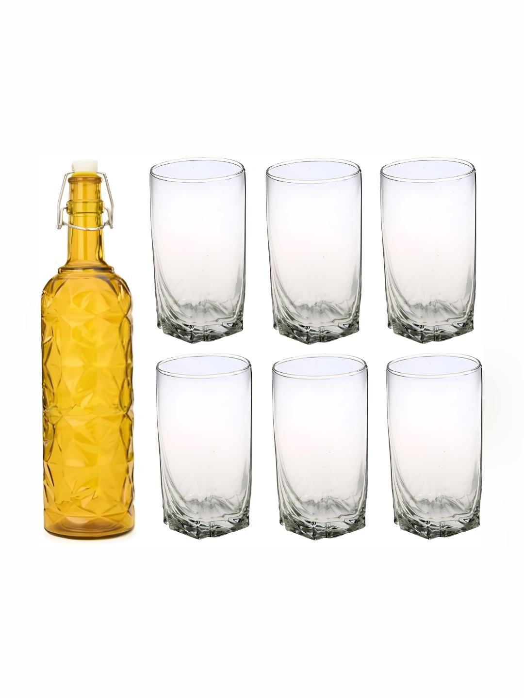 

Afast Yellow & Transparent 7 Pieces Glasses With Water Bottle Set