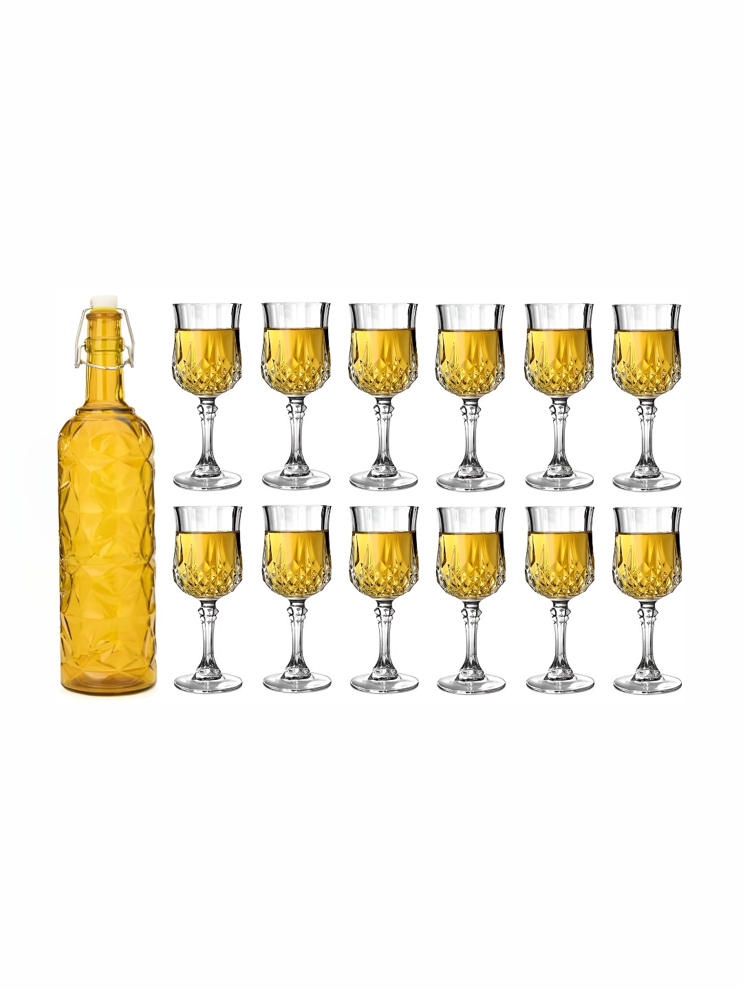 

Afast Yellow & Transparent 12 Pieces Glasses With Water Bottle Set