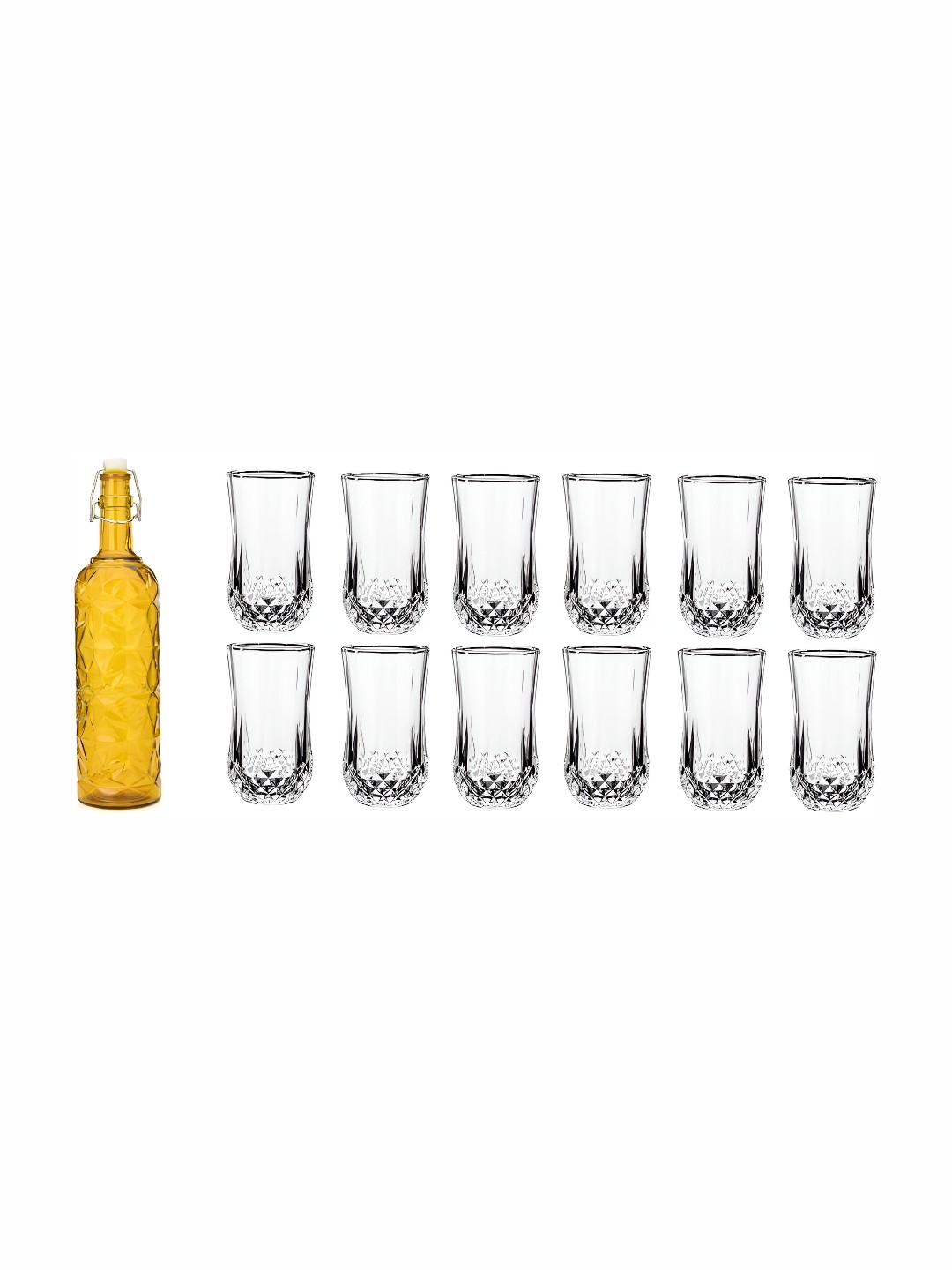 

Afast Yellow & Transparent 13 Pieces Glasses With Water Bottle Set