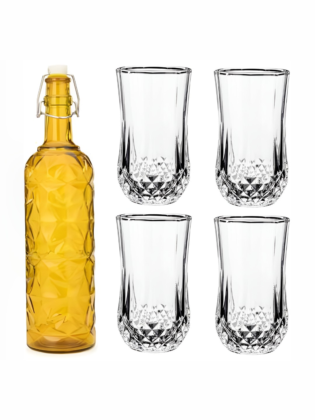 

Afast 5 Pieces Yellow & Transparent 5 Pieces Glasses With Water Bottle Set