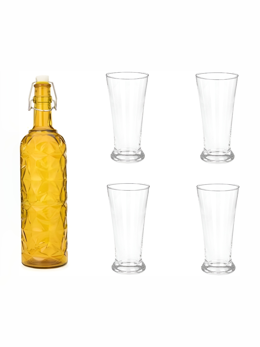 

Afast Yellow & Transparent 5-Pcs Glass Glasses With Water Bottle Set