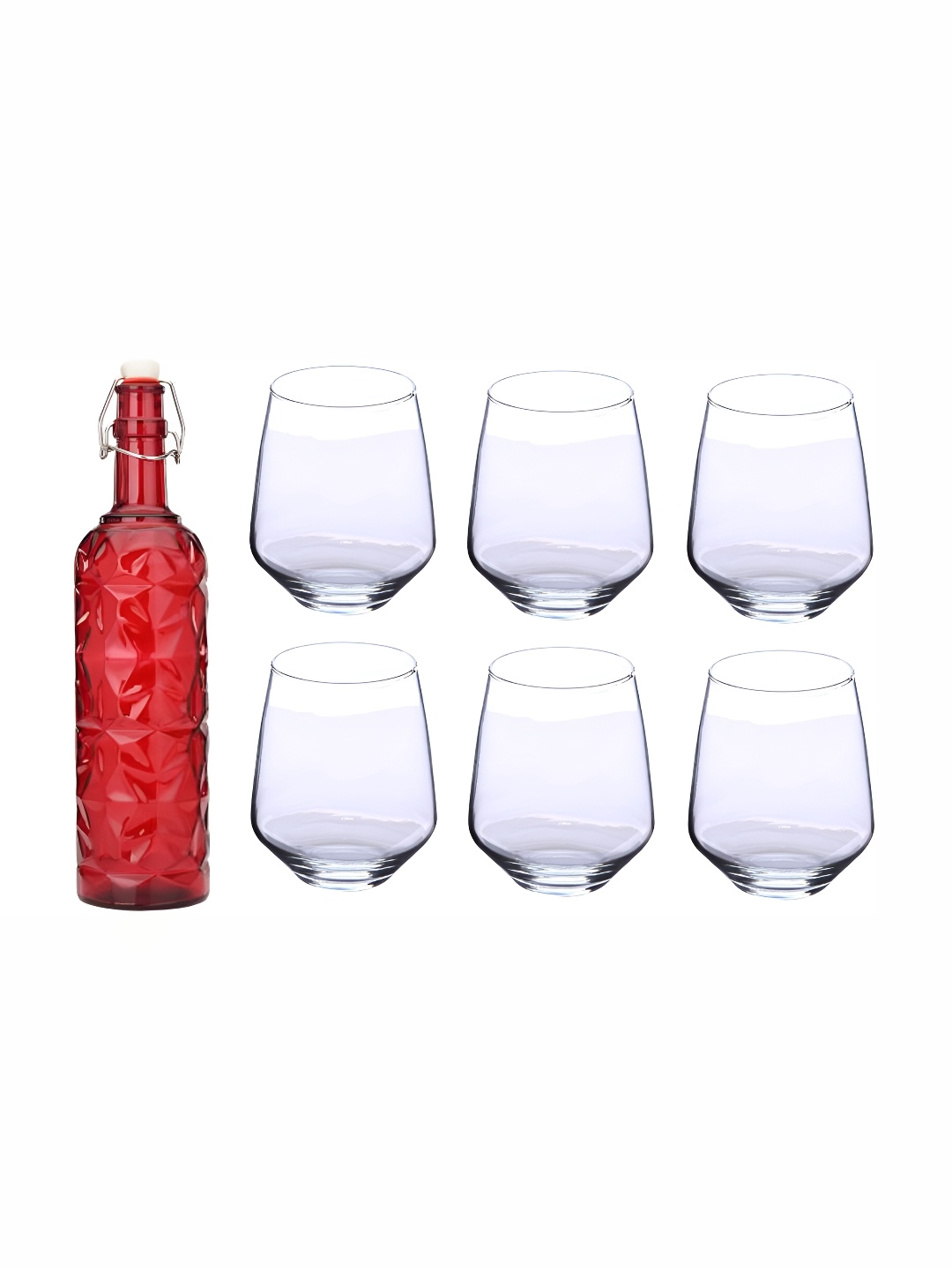 

Afast Red & Transparent 7 Pieces Water Bottle & Glass Set