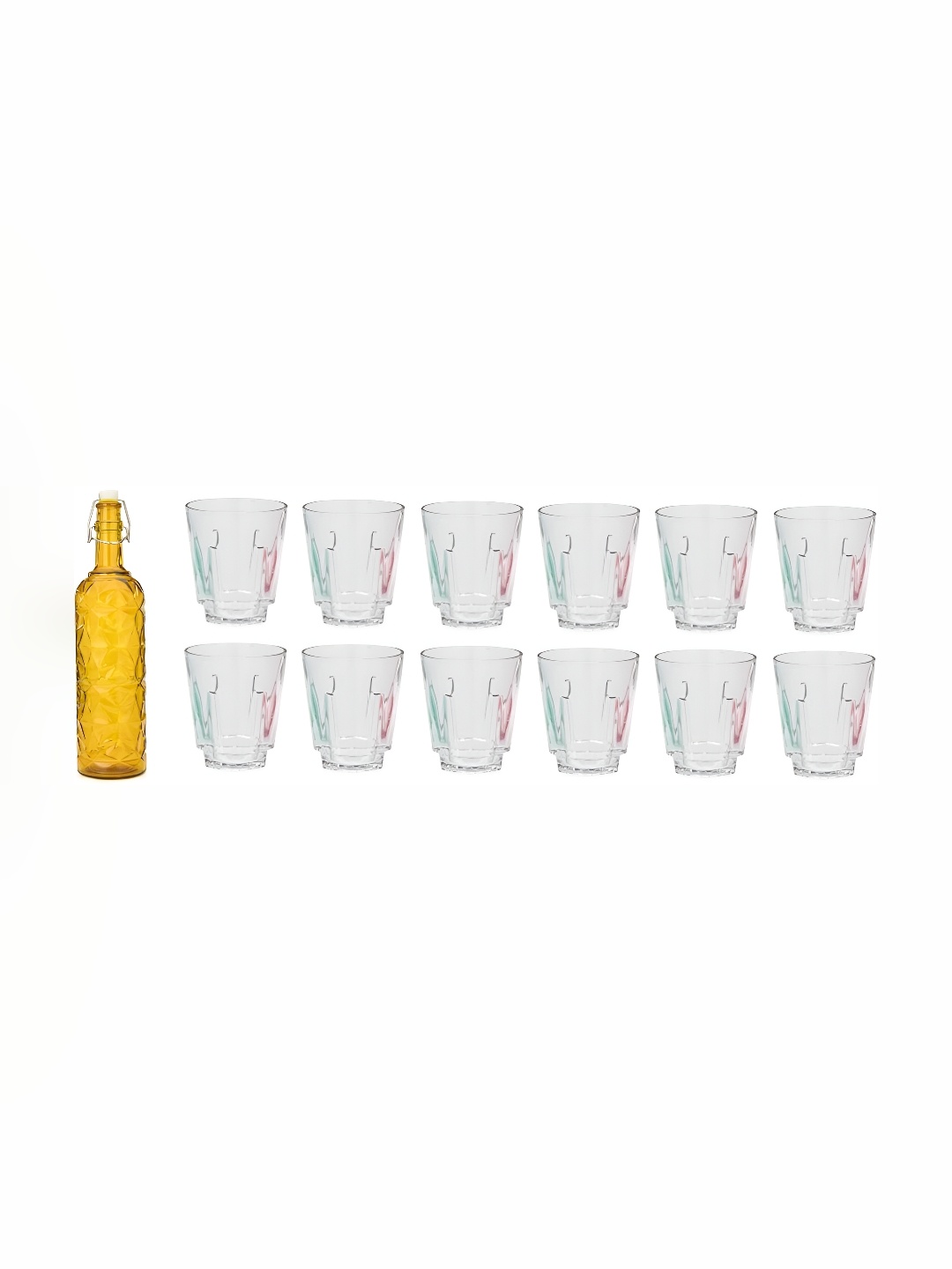 

Afast 12 Pieces Yellow & Transparent Glasses With Water Bottle Set