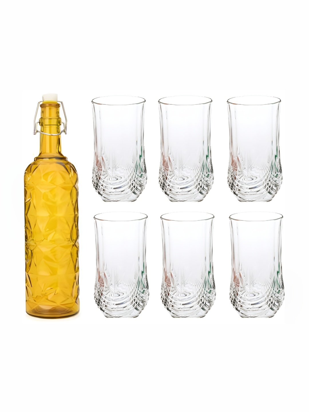 

Afast Yellow & Transparent 7 Pieces Glasses With Water Bottle Set