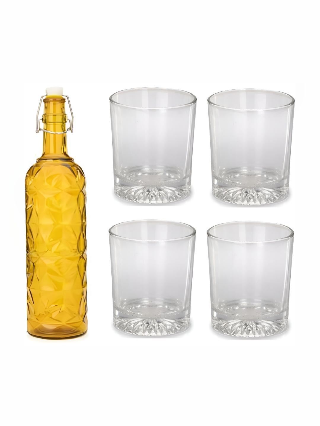 

Afast Yellow & Transparent 5 Pieces Glasses With Water Bottle Set