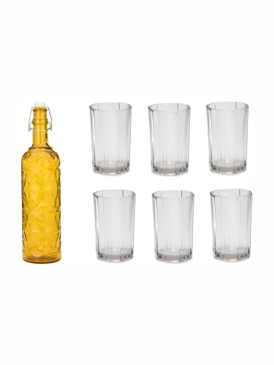 

Afast Yellow & Transparent 7 Pieces Glasses With Water Bottle