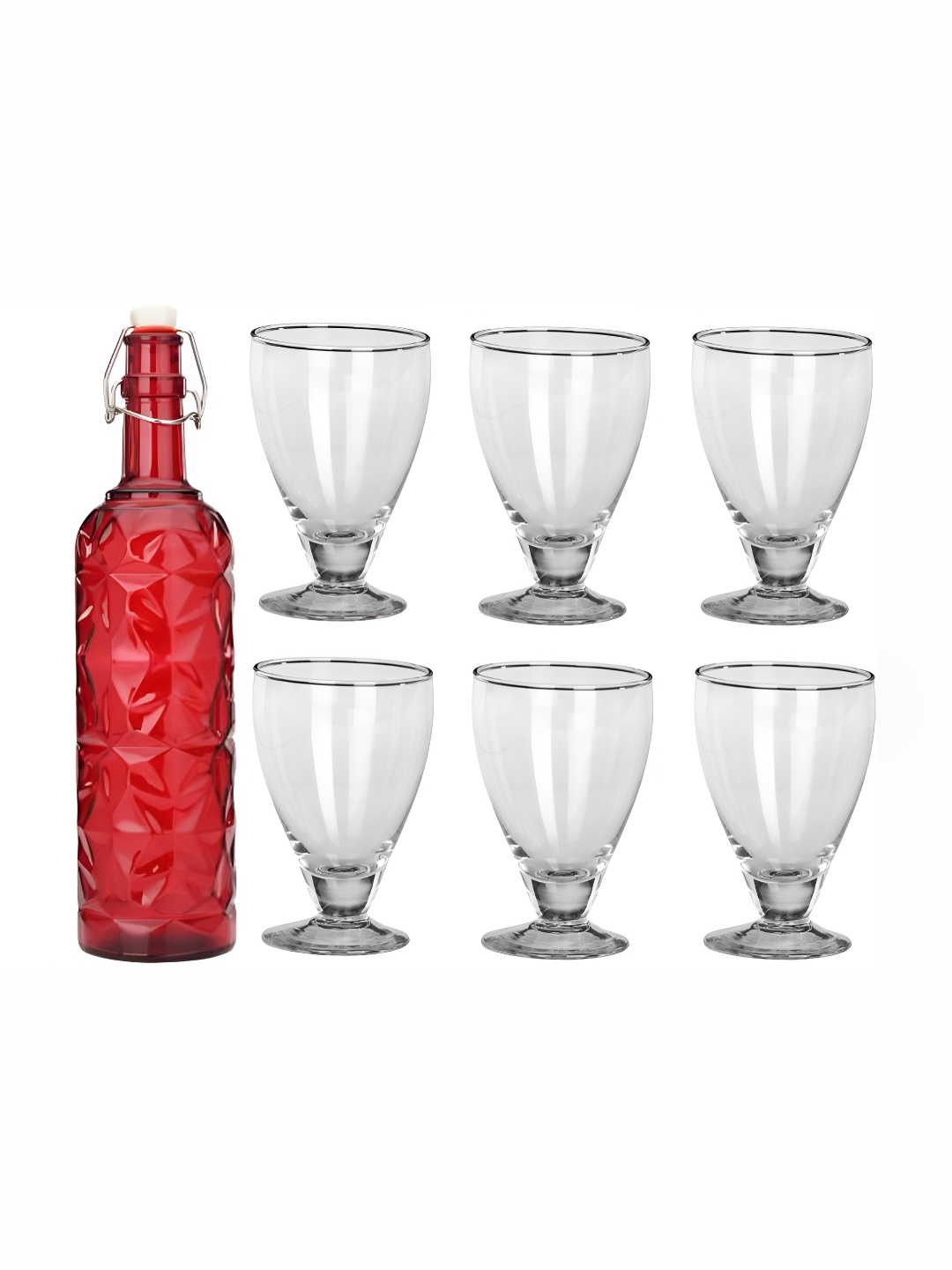 

Afast Red & Transparent 7-Pcs Glass Glasses With Water Bottle Set