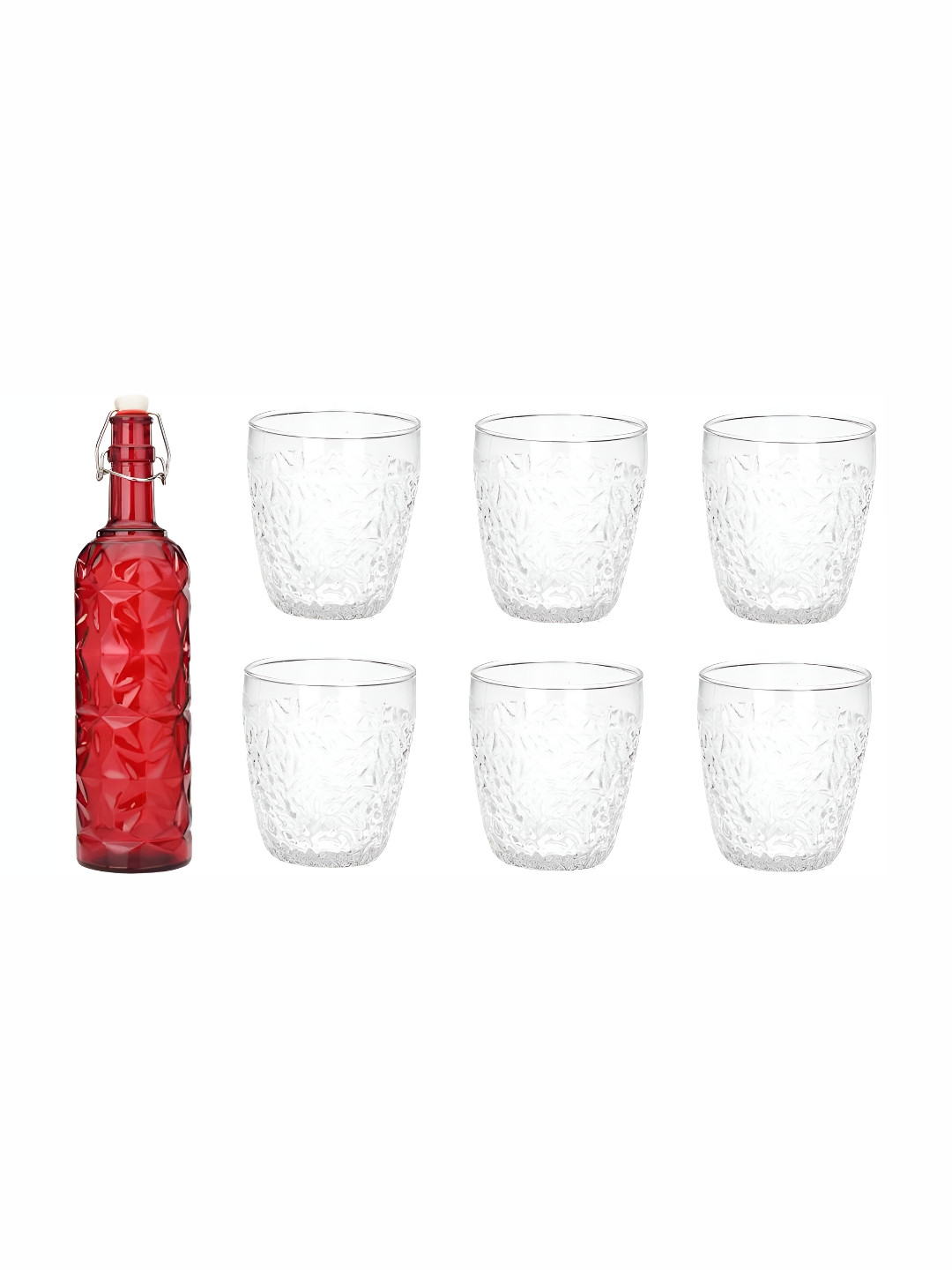

Afast Red & Transparent 7 Pcs Glasses With Water Bottle Set