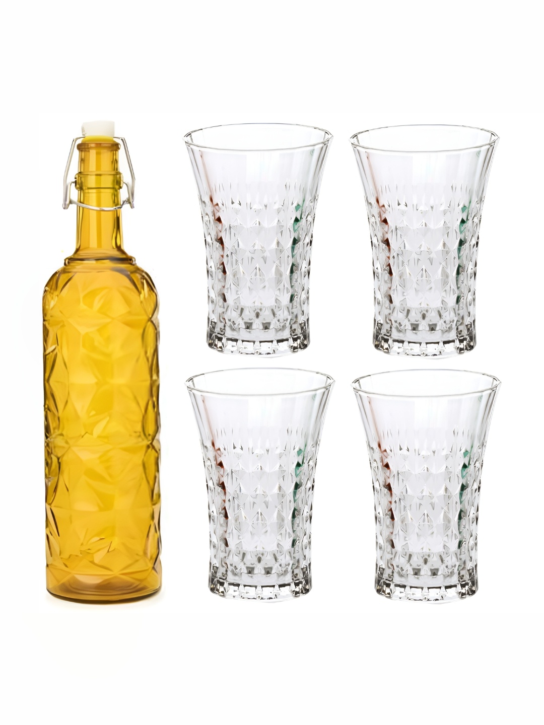

Afast Yellow & Transparent 5 Pieces Glasses With Water Bottle Set