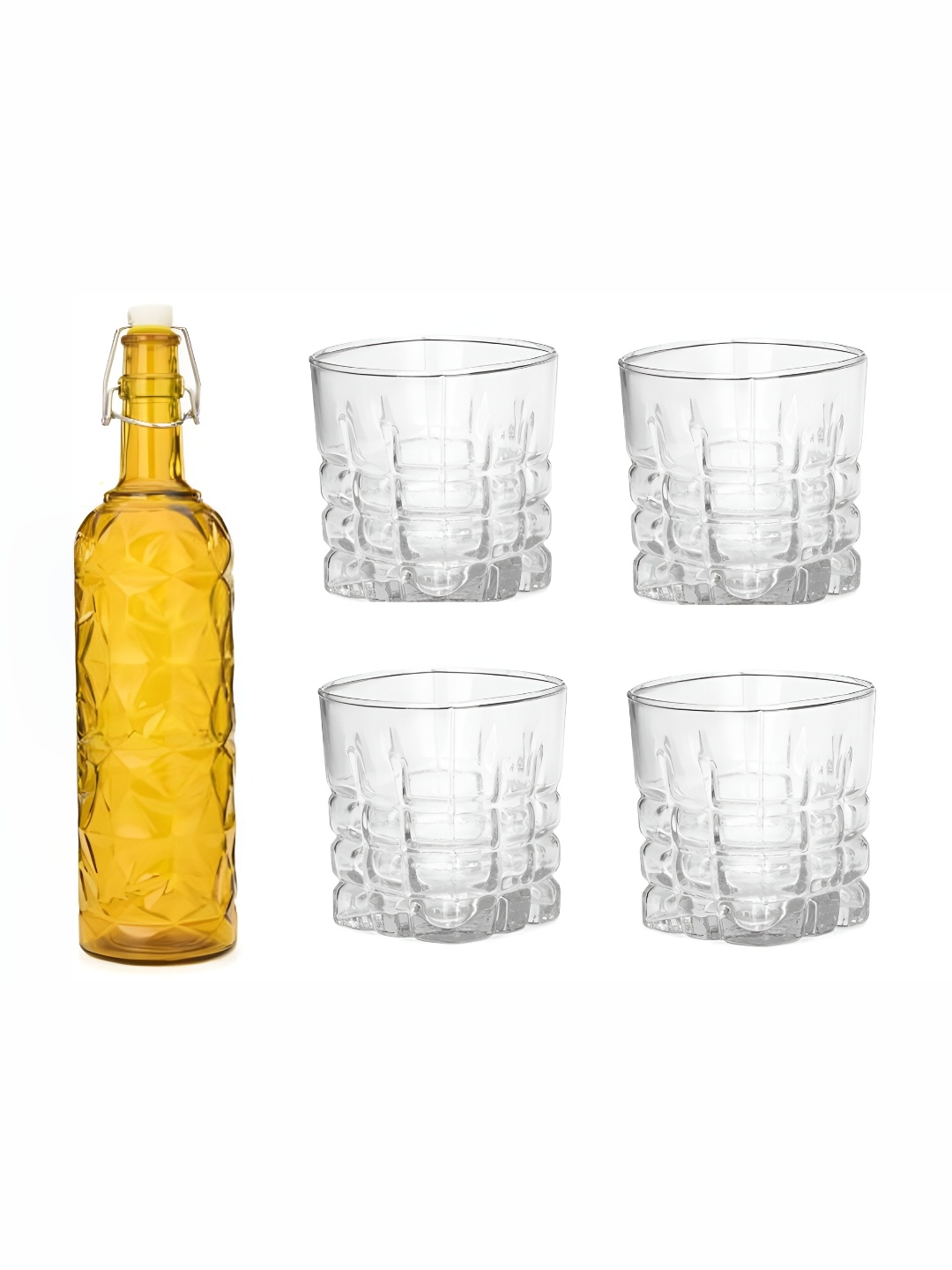 

Afast Yellow & Transparent 5 Pieces Glasses With Water Bottle Set