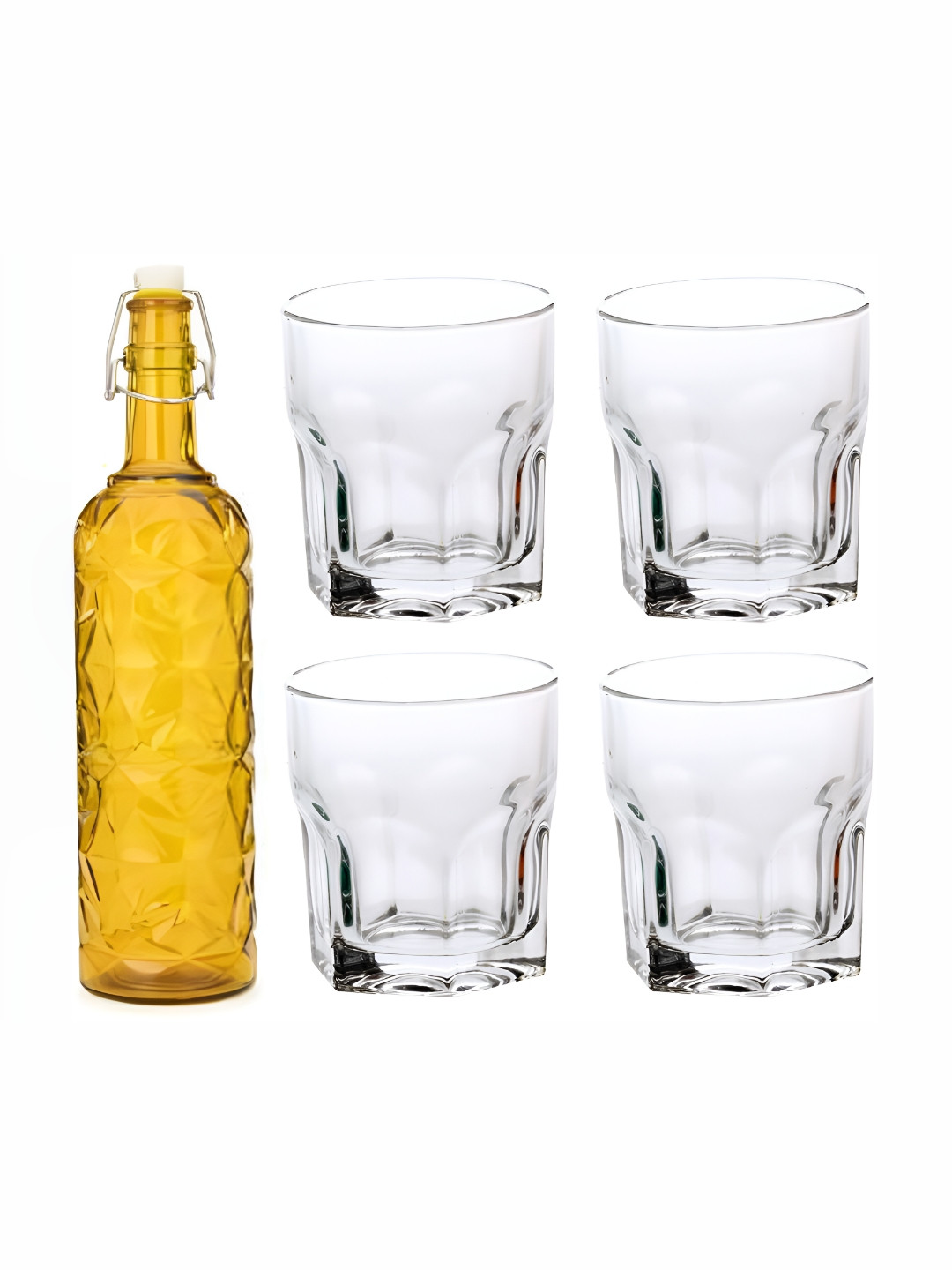 

Afast Yellow & Transparent 5 Pieces Glasses With Water Bottle Set