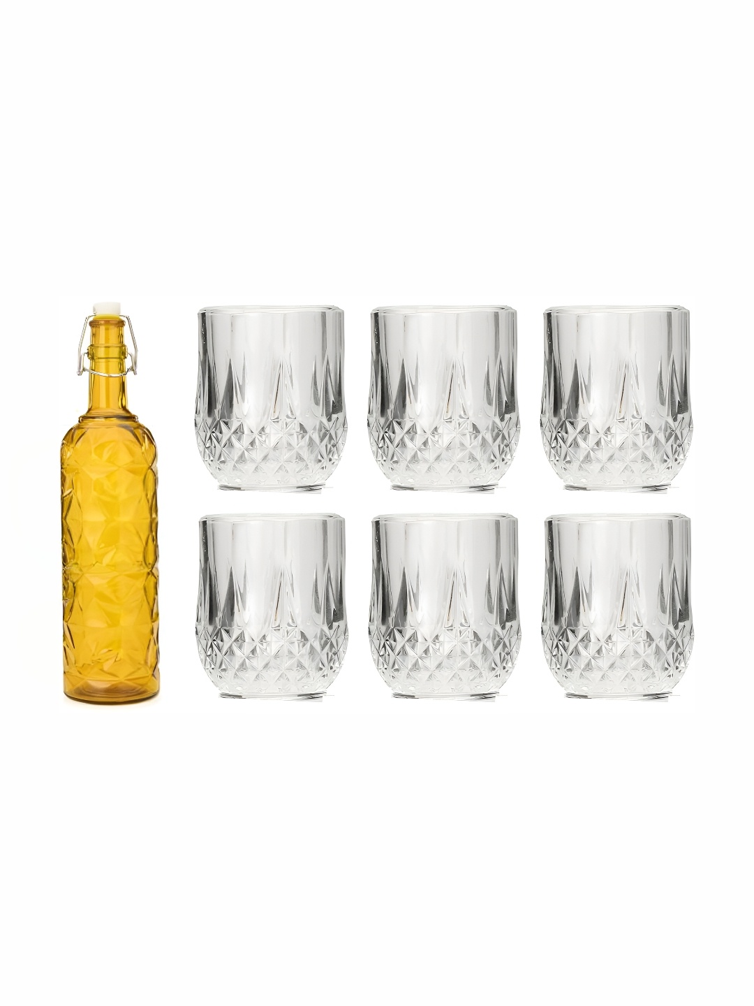 

Afast Yellow & Transparent 7 Pieces Glasses With Water Bottle