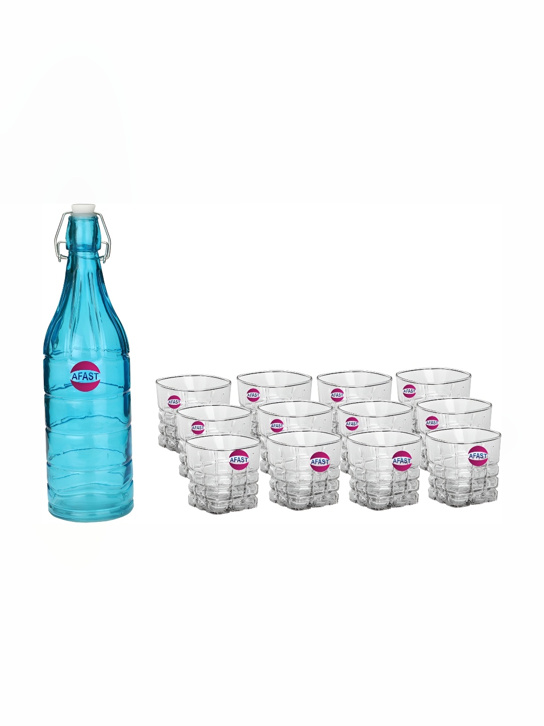 

Afast Blue & Transparent 13-Pcs Glass Glasses With Water Bottle Set
