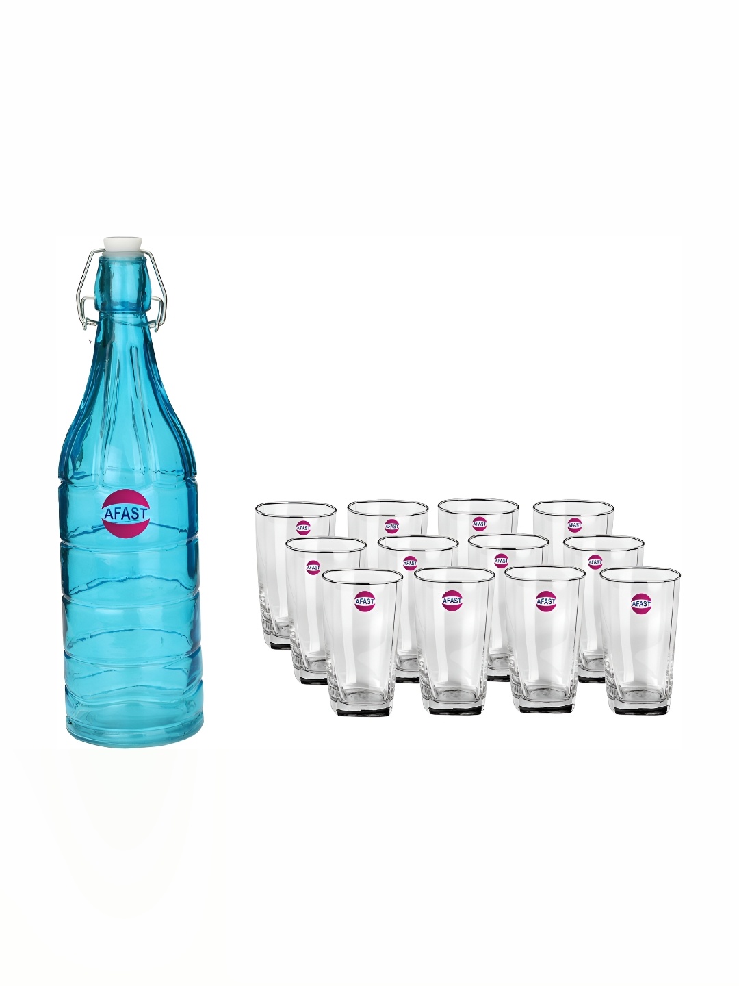 

Afast Blue & Transparent 12 Pieces Glasses With Water Bottle Set