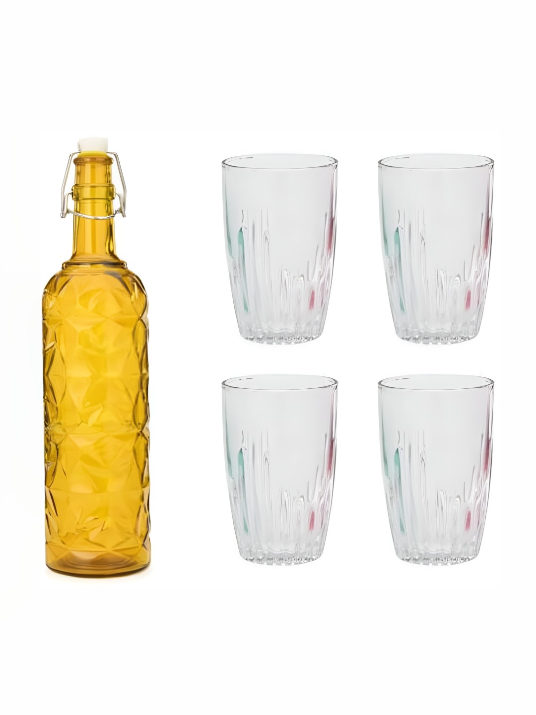 

Afast Yellow & Transparent 5 Pieces Glasses With Water Bottle