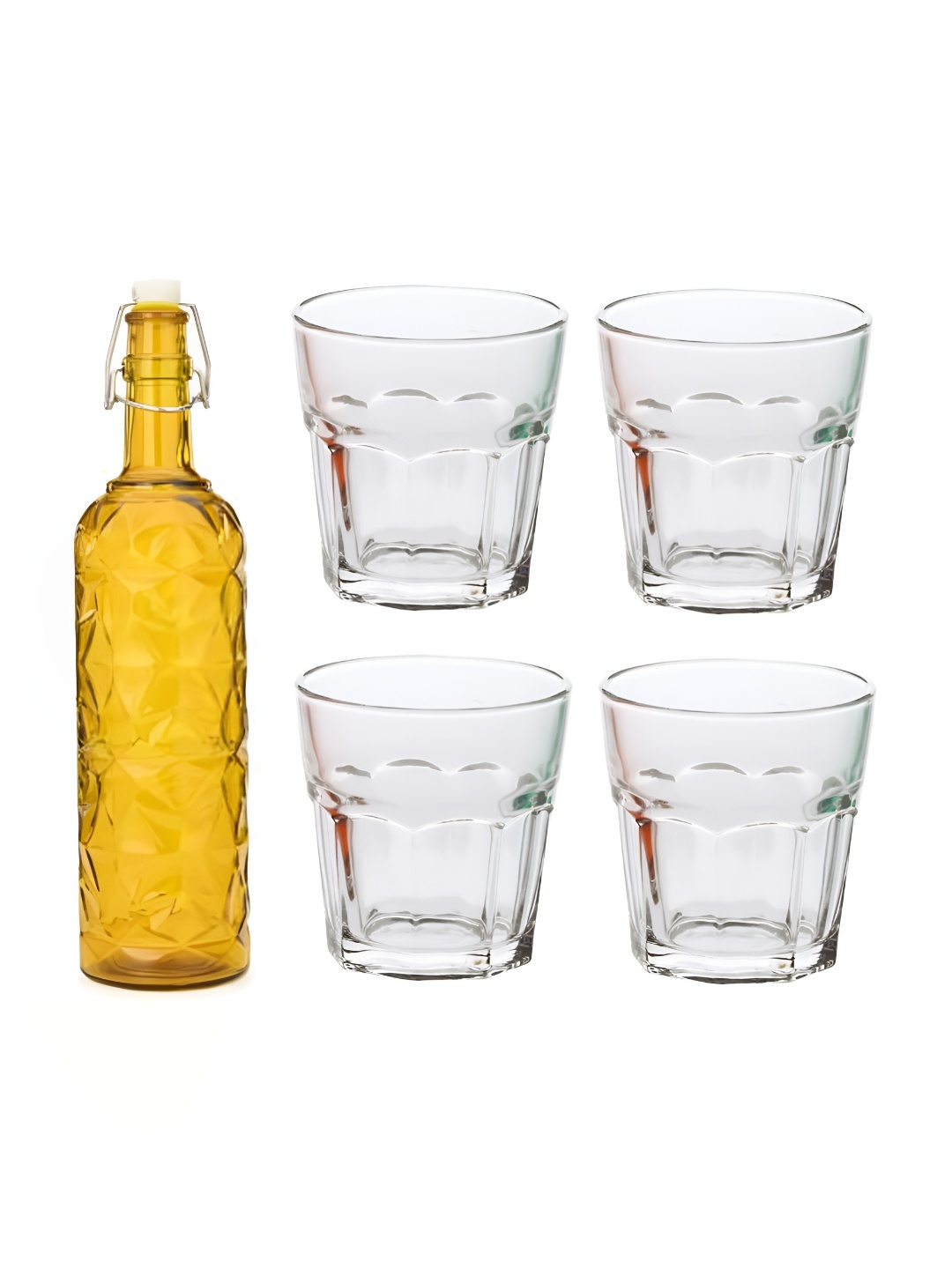 

Afast Yellow & Transparent 5 Pieces Glasses With Water Bottle Set