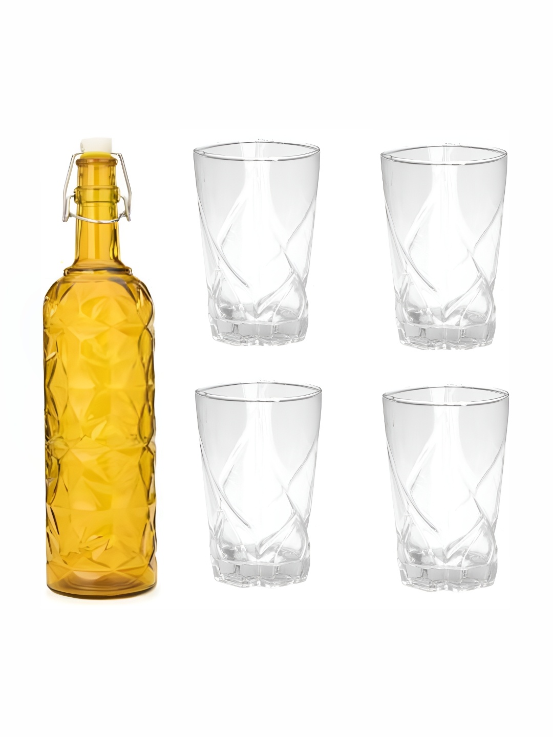 

Afast Yellow & Transparent 5 Pcs Glasses With Water Bottle
