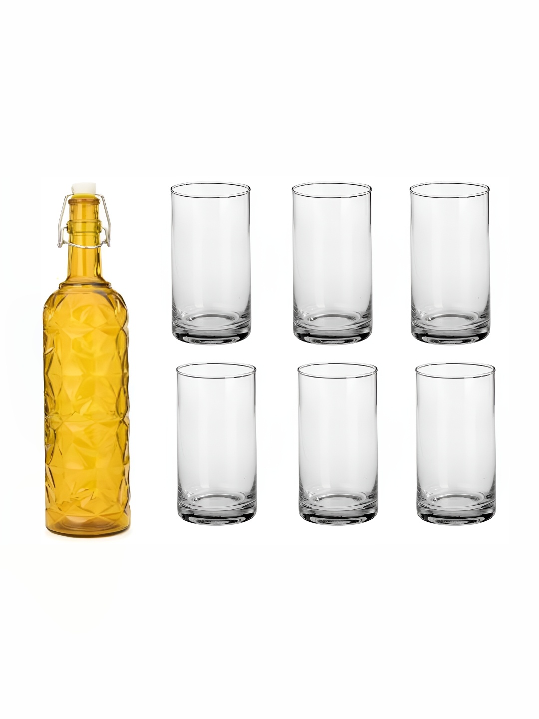 

Afast Yellow & Transparent 7 Pieces Glasses With Water Bottle Set