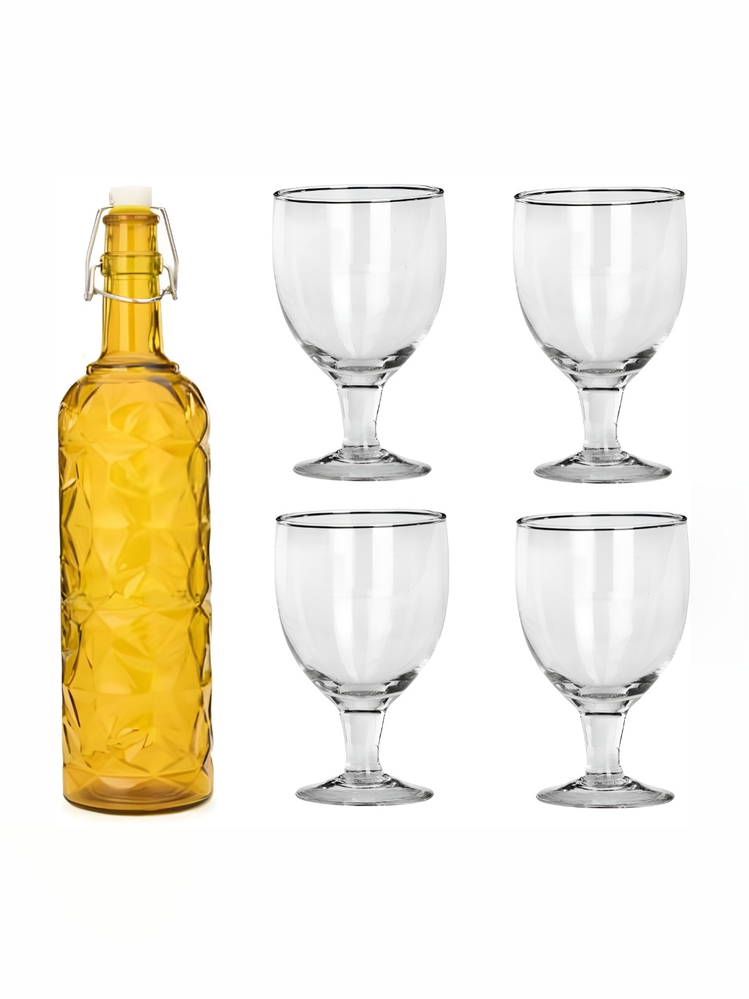 

Afast Yellow & Transparent 5 Pieces Wine Glasses & Bottle