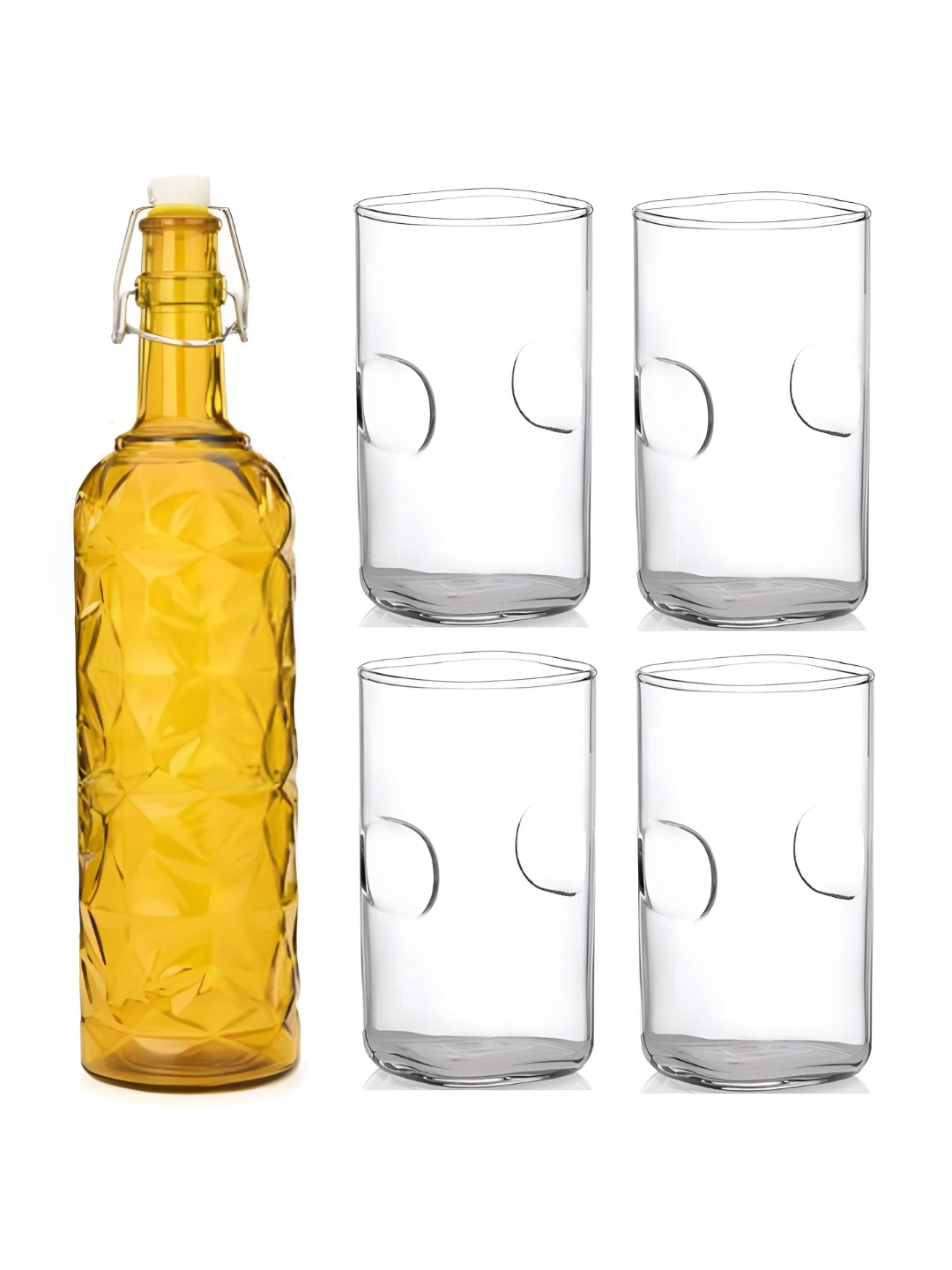 

Afast Yellow & Transparent 5-Pcs Glass Glasses With Water Bottle Set