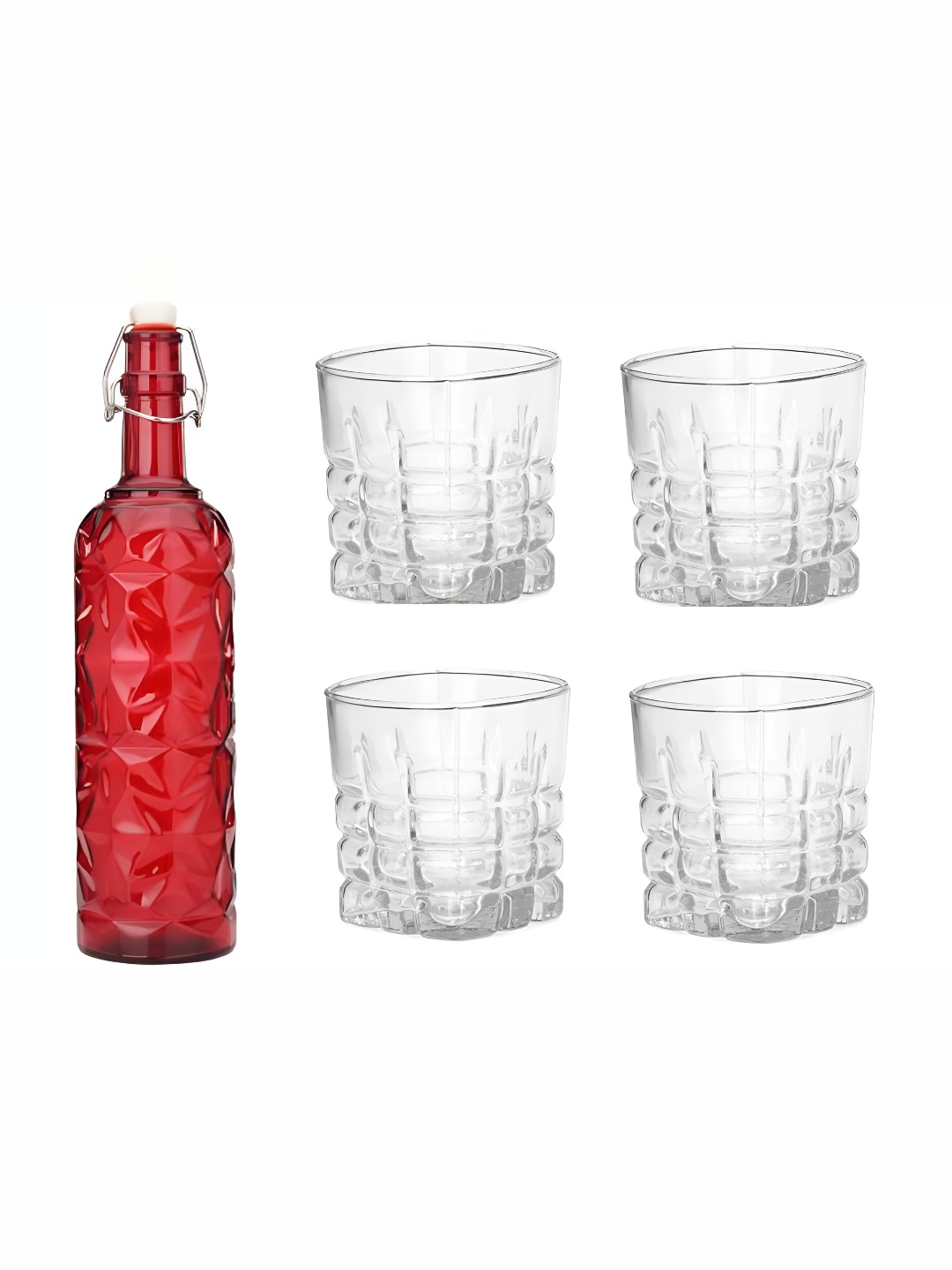 

Afast Red & Transparent 5-Pcs Glass Glasses With Water Bottle Set