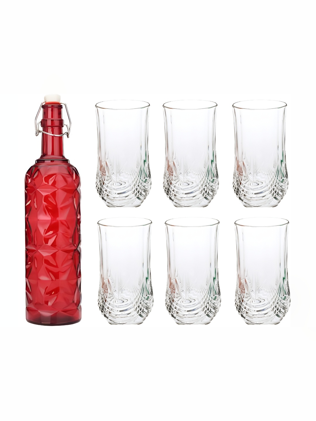 

Afast Red & Transparent 7 Pieces Water Bottle & Glass Set