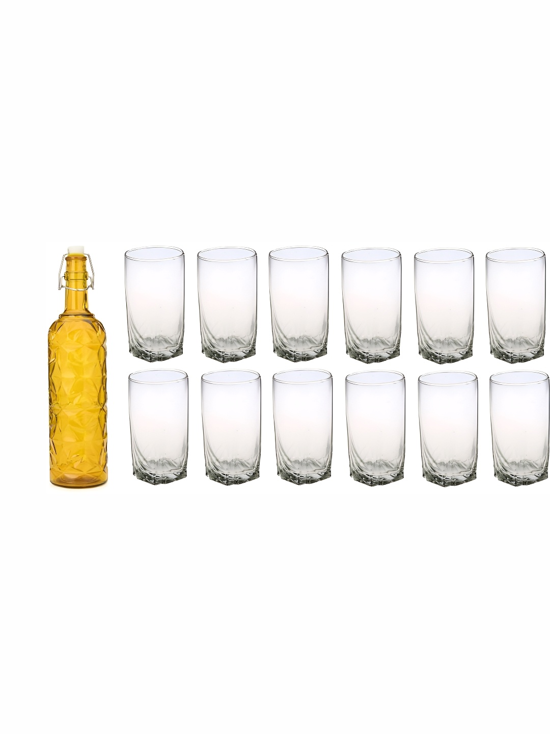 

Afast Yellow & Transparent 13 Pieces Water Or Juice Glasses & Bottle