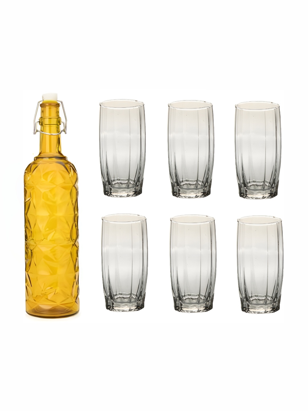 

Afast Yellow & Transparent 7 Pieces Glasses With Water Bottle Set