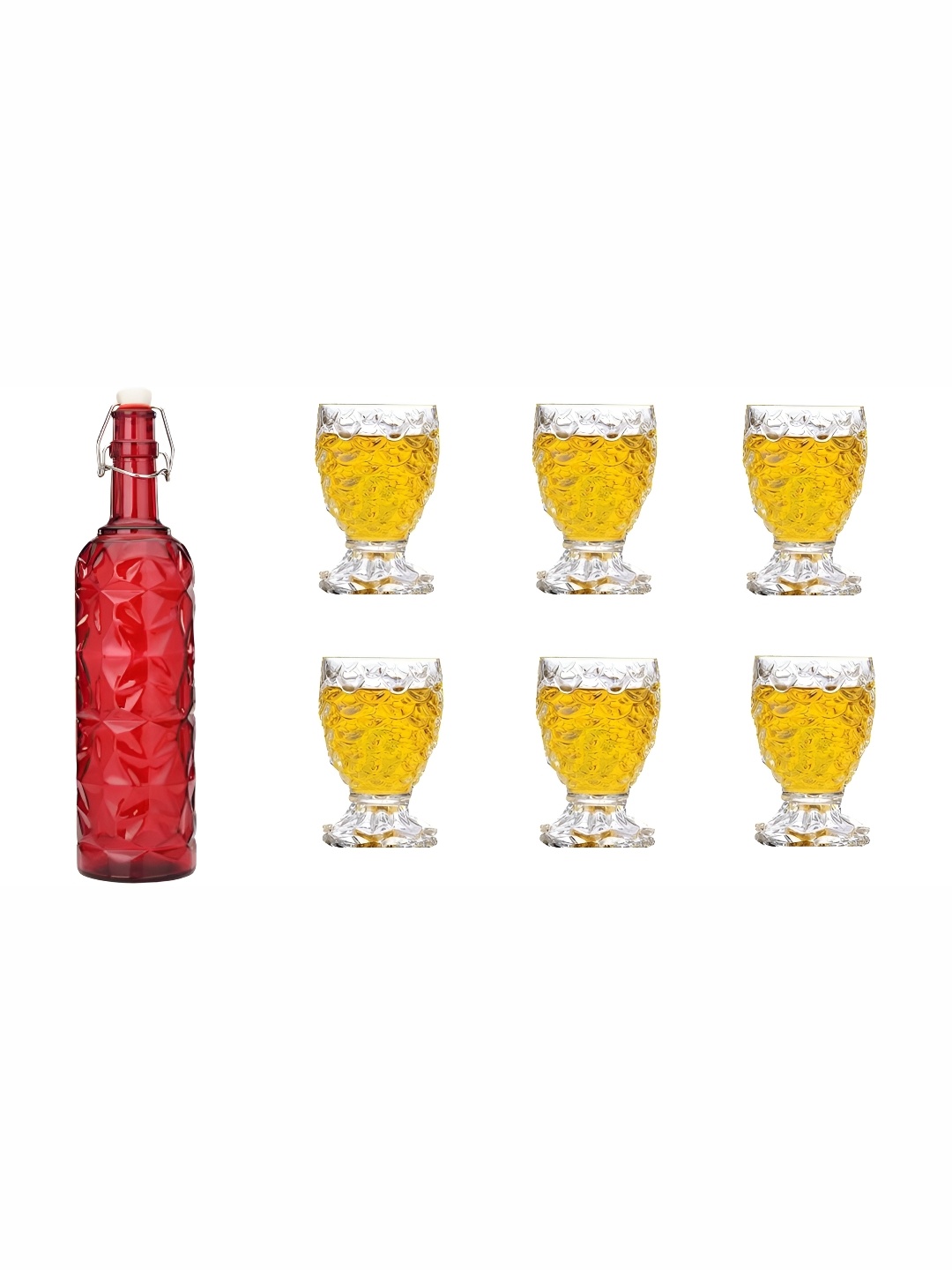 

Afast Red & Transparent 7 Pieces Cocktail Glasses with 1 Bottle