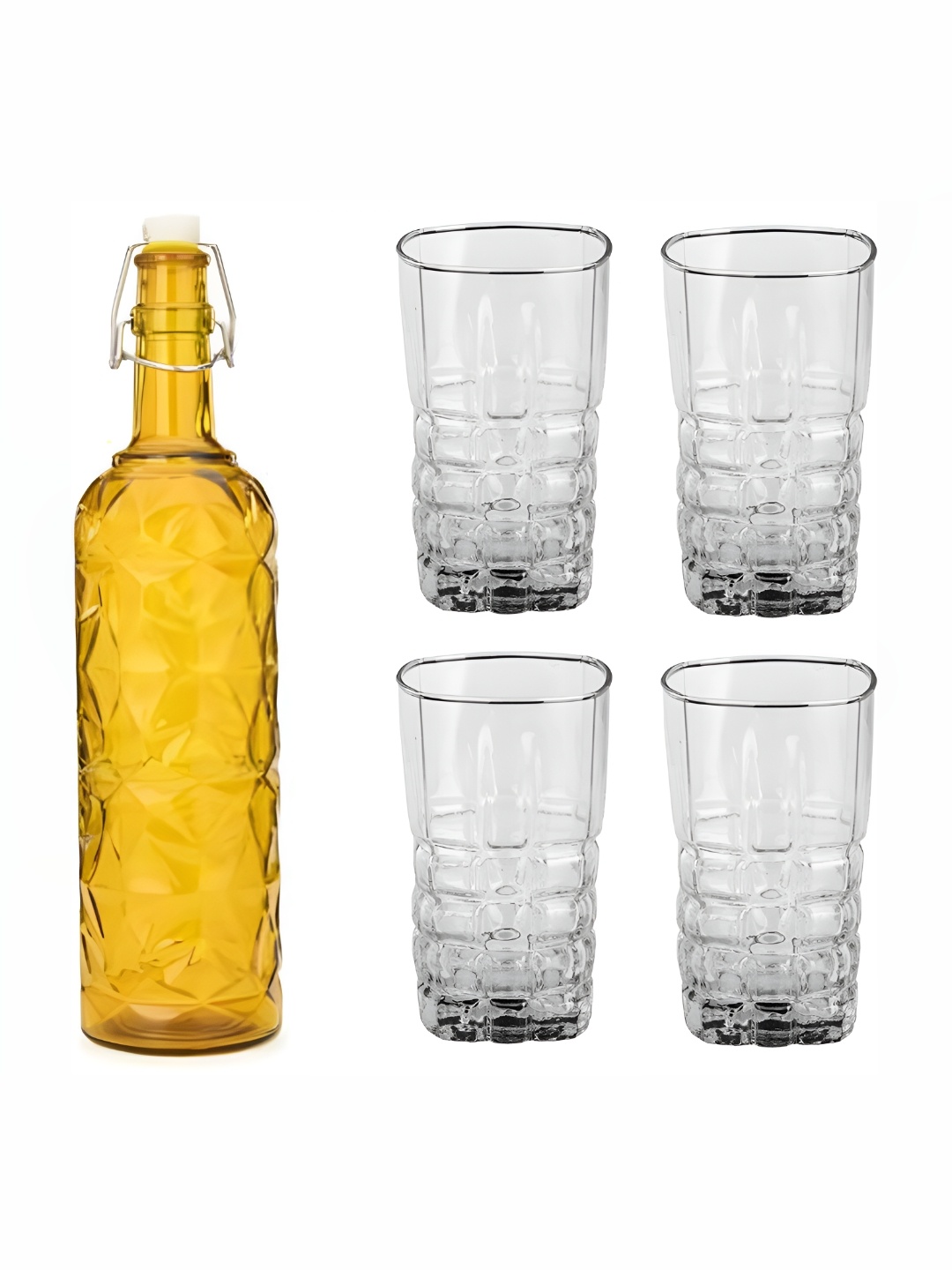 

Afast Yellow & Transparent 5 Pieces Glasses With Water Bottle Set
